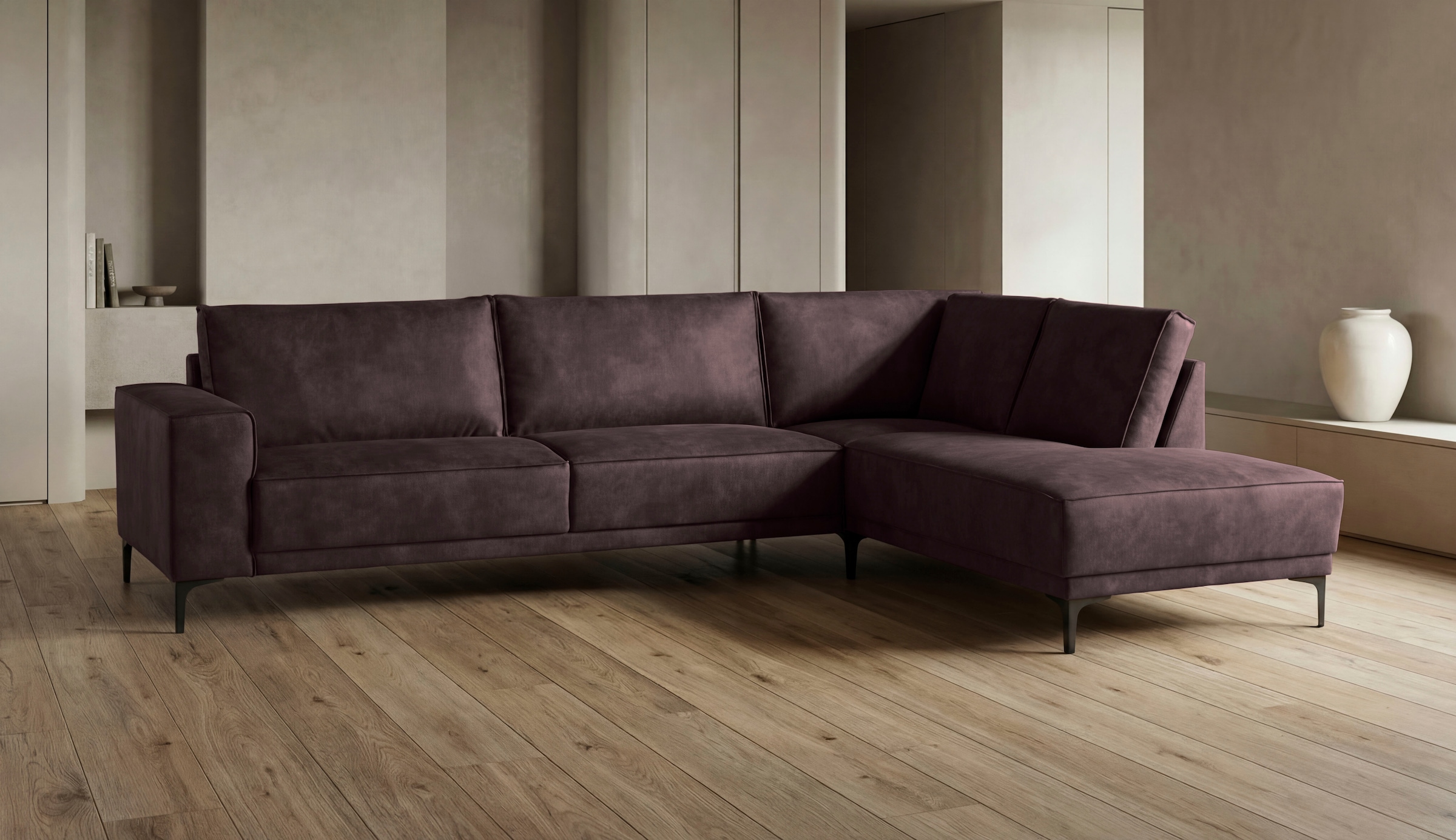 GOODproduct Canapé d'angle »OLAND Luxus-Microfaser L-Form, B: 289 cm, Skandi-Design« structure, tissu plat, microfibre de luxe, bouclé