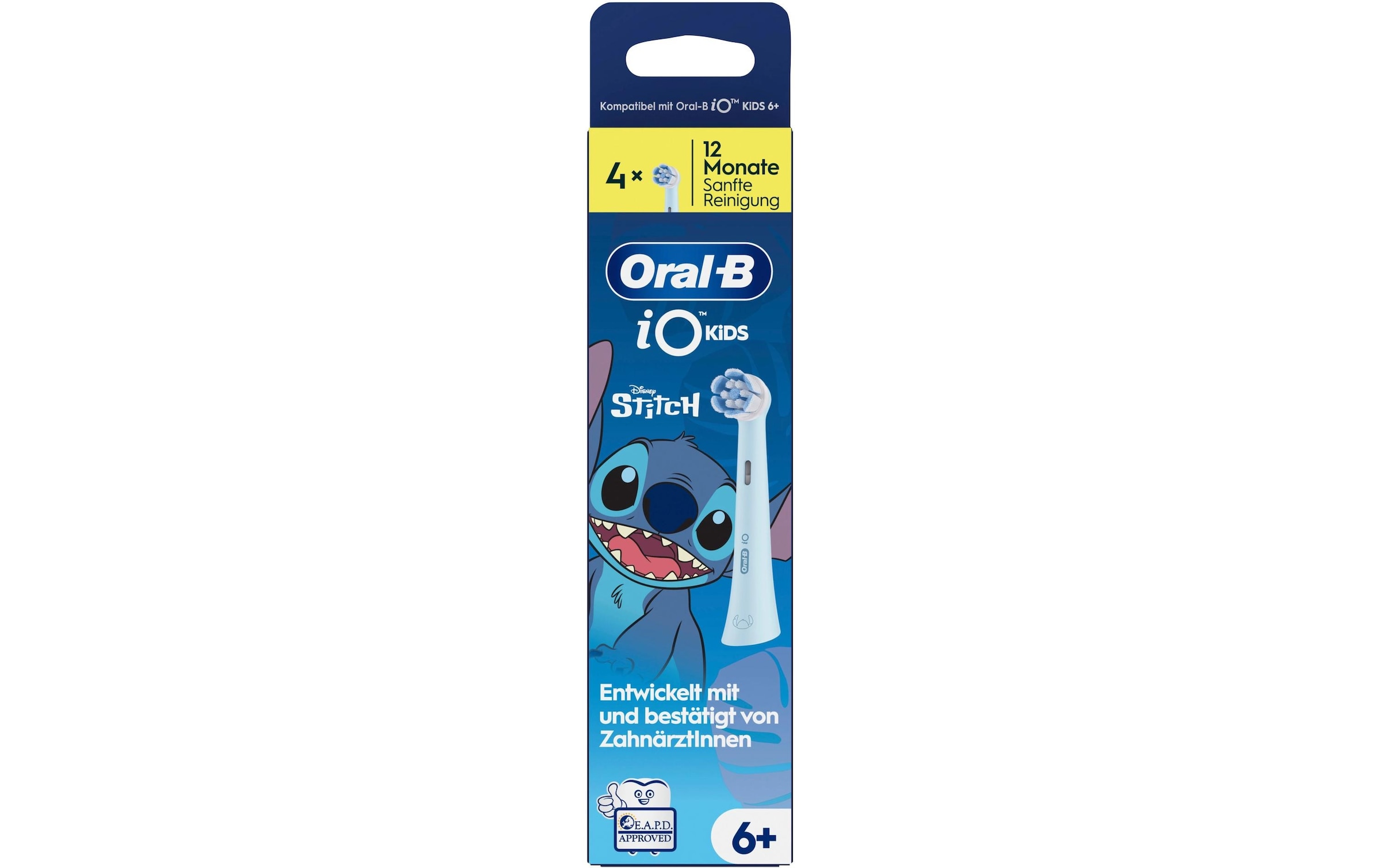 Oral-B Aufsteckbürsten »iO Kids 6+ Disney Stitch« Sanft zu wackeligen Zähnen & Zahnfleisch, ab 6 Jahren