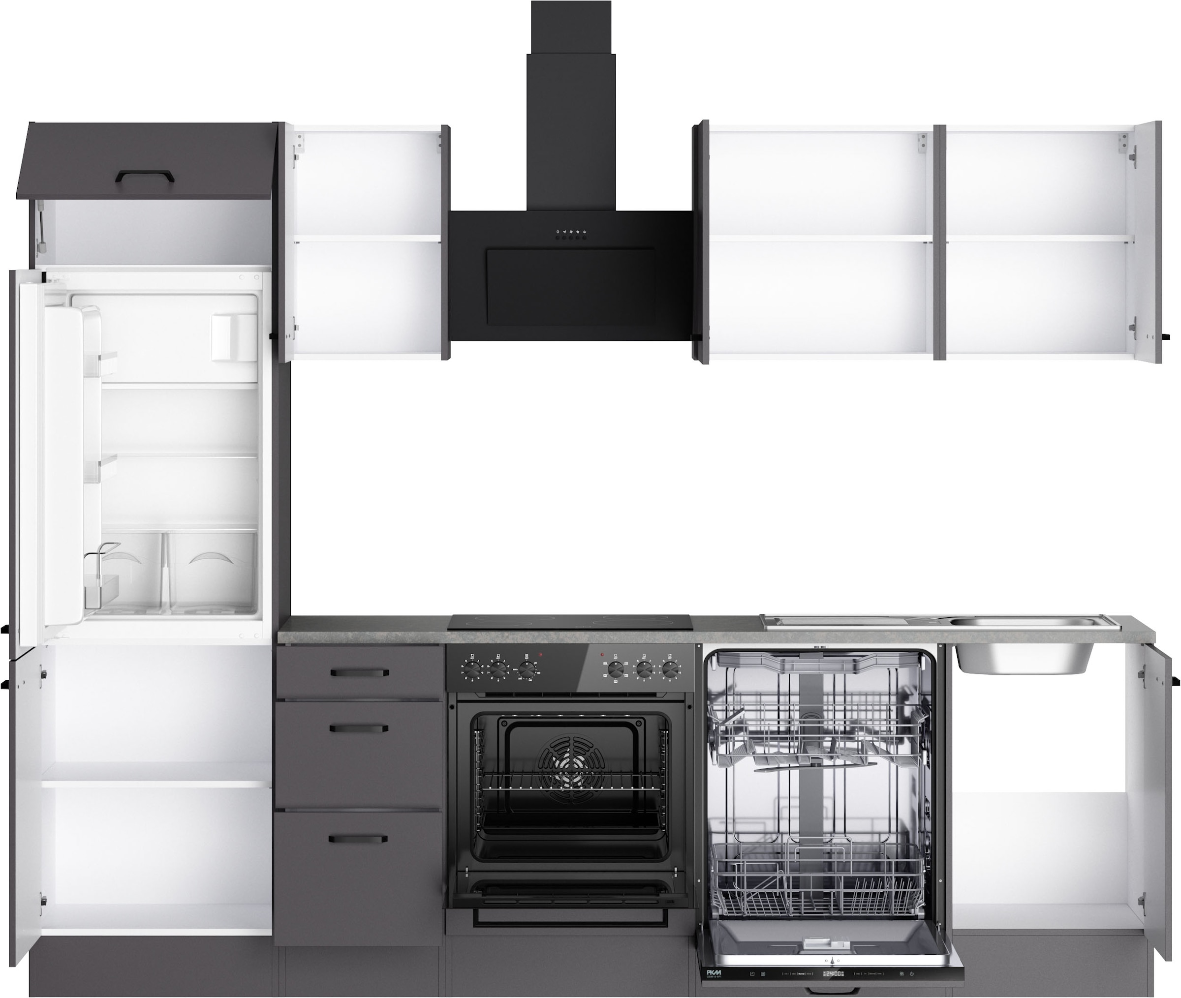 OPTIFIT Küchenzeile »OPTImulti« Breite 270 cm, wahlweise mit E-Geräten und Edelstahlspüle