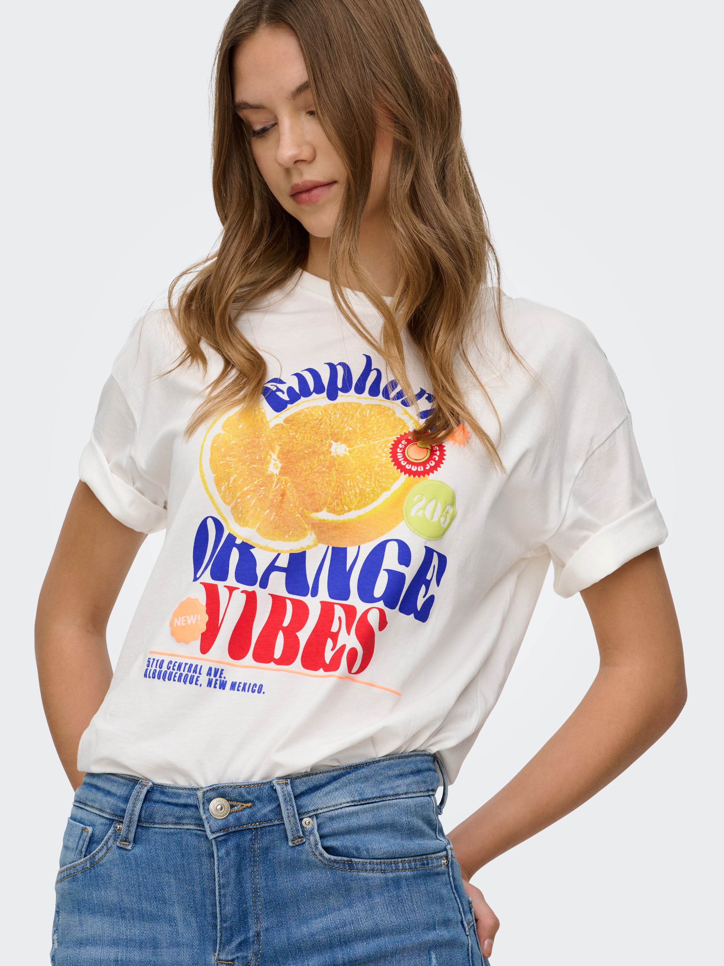 ONLY T-shirt à manches courtes »ONLBOLETTE LIFE S/S TOP BOX CC JRS« avec imprimé accrocheur