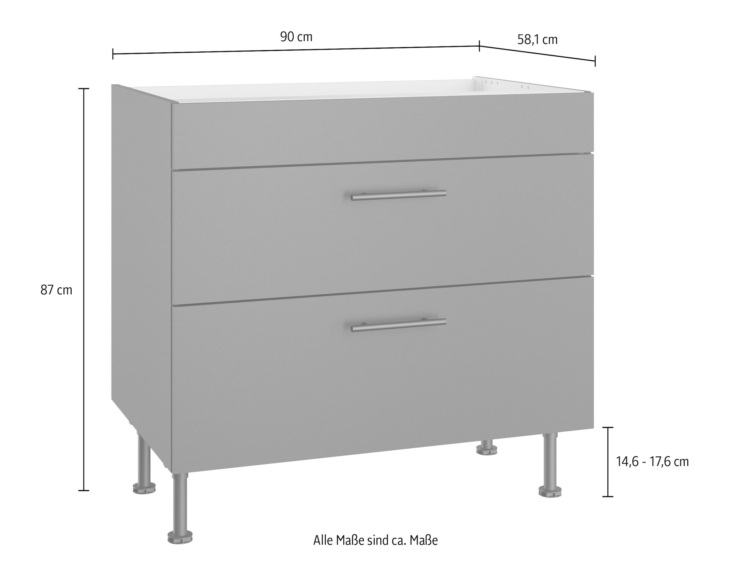OPTIFIT Kochfeldumbauschrank »Fiona« Breite 90 cm, mit 2 Auszügen und höhenverstellbaren Stellfüssen
