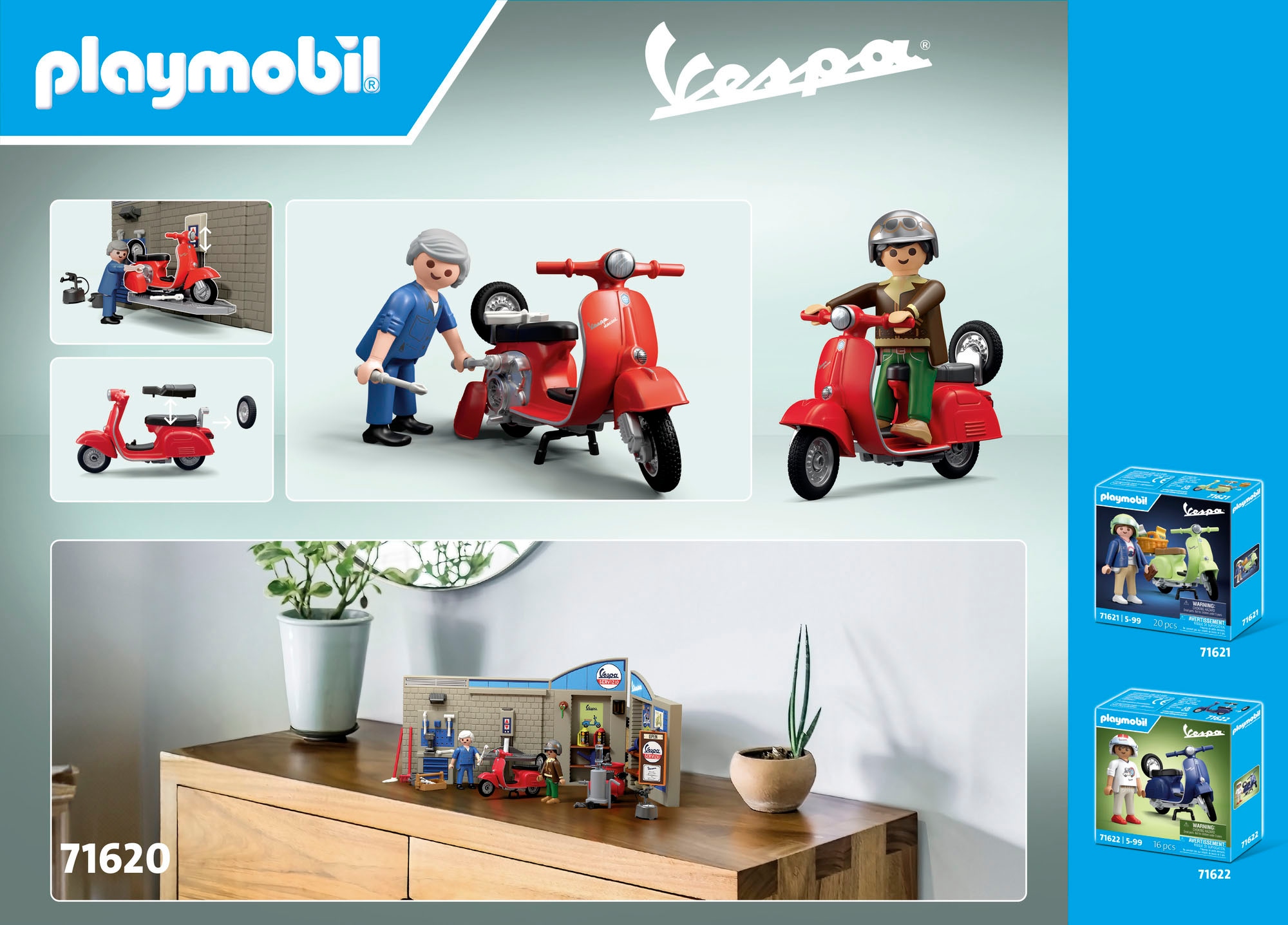 Playmobil® Konstruktions-Spielset »60s Vespa Garage (71620), Vespa« Made in Europe