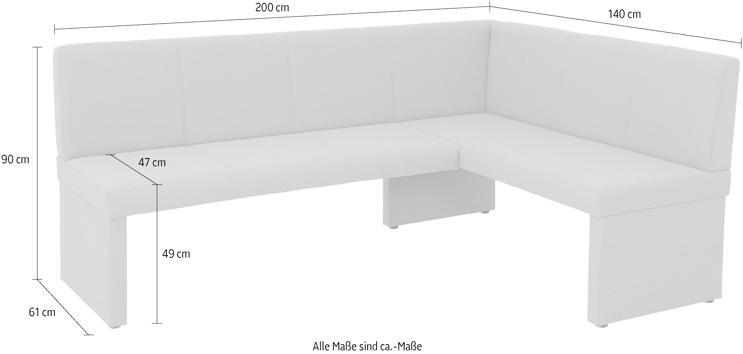 HELA Banc d'angle »TURIN« banquette d'angle, structure en bois, rembourrée, en 2 versions, tissu tissé