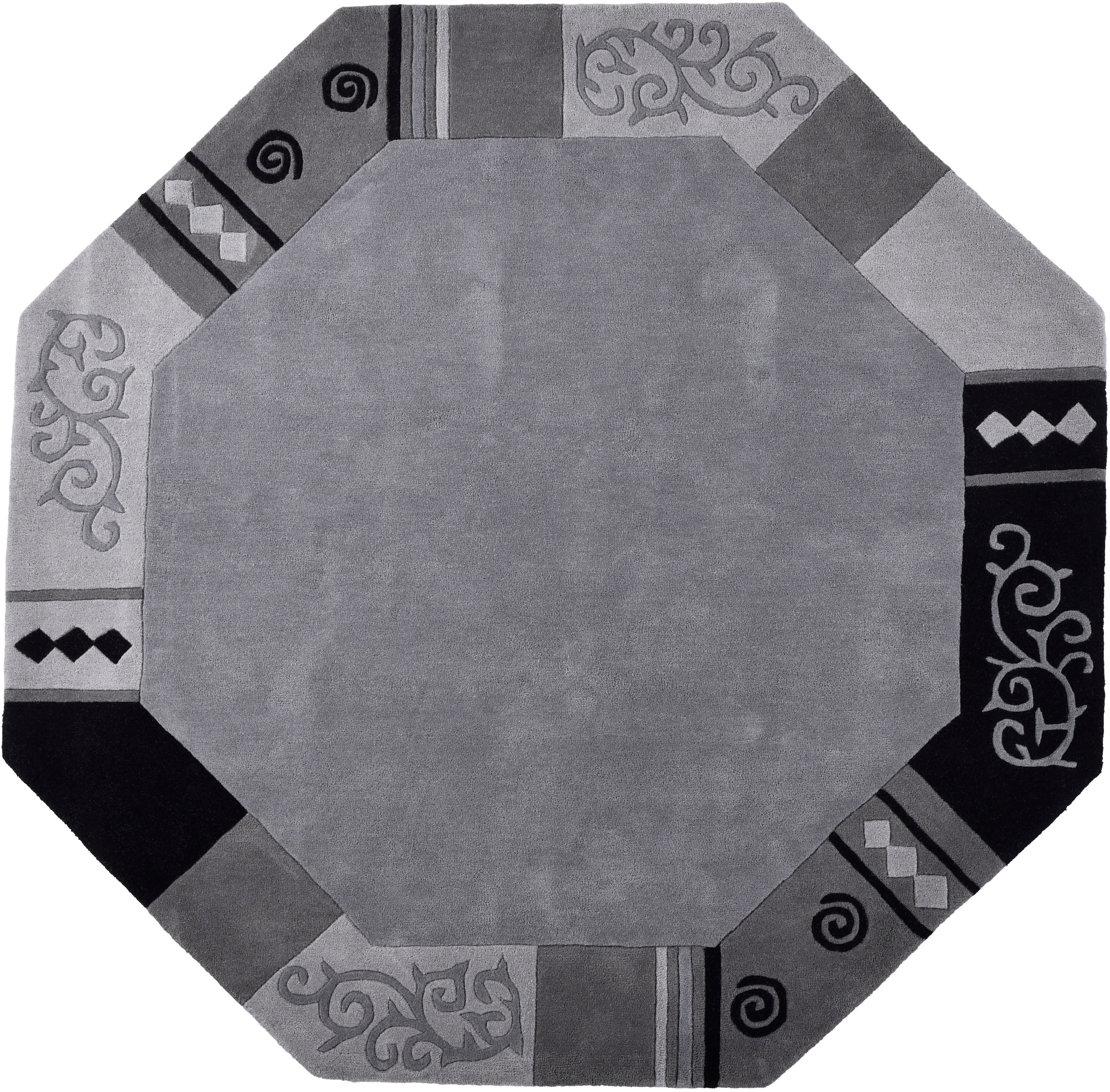 THEKO Tapis en laine »Ambadi« Octogonal 14 mm Höhe pure laine vierge, tufté main, avec bordure, moderne