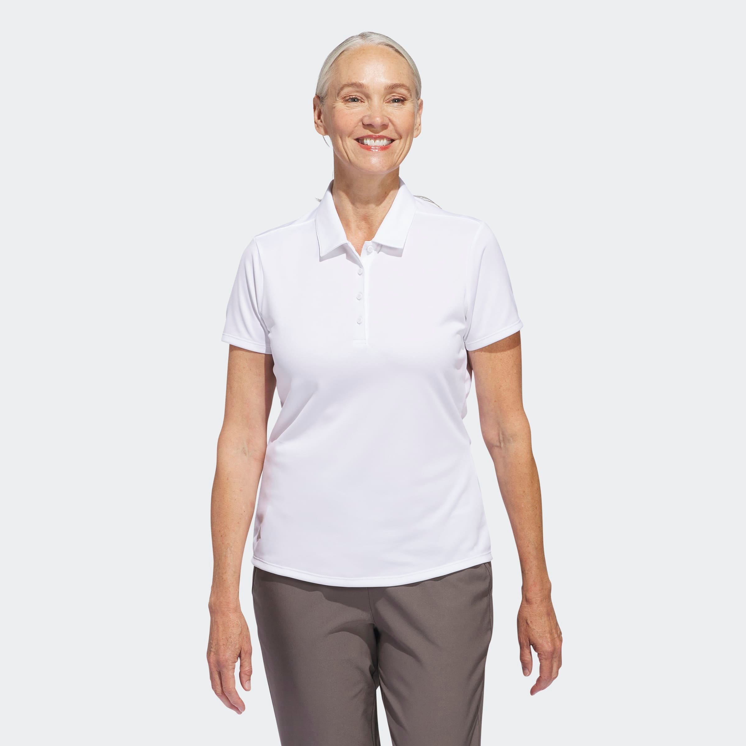 adidas Performance Polo »SOLID PERFORMANCE SLEEVE FÜR DAMEN« mit Druckknopfverschluss, aus Polyester, leichtes Pikeematerial