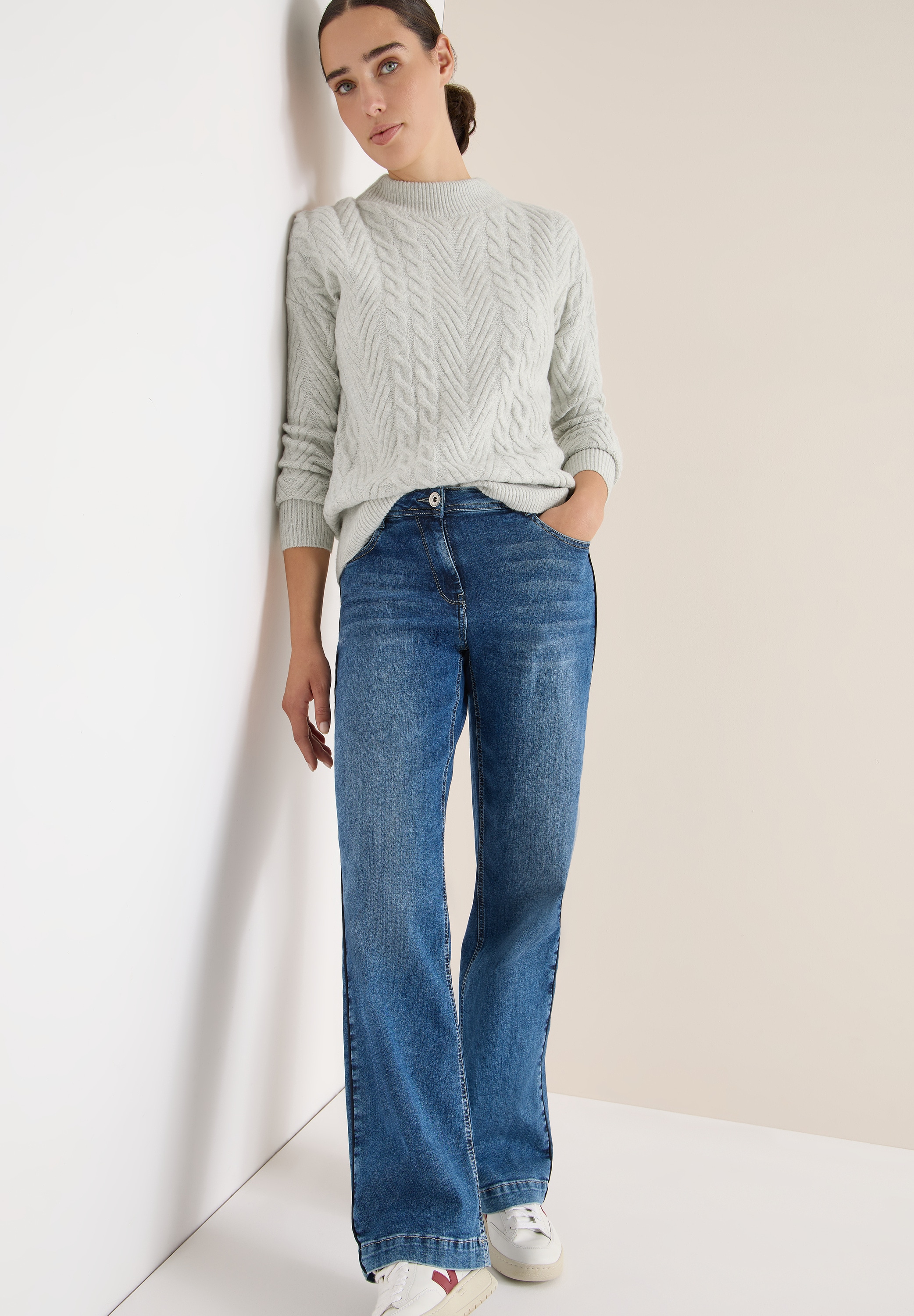 Cecil Pull en tricot mit Turtle Neck, Zopfmuster