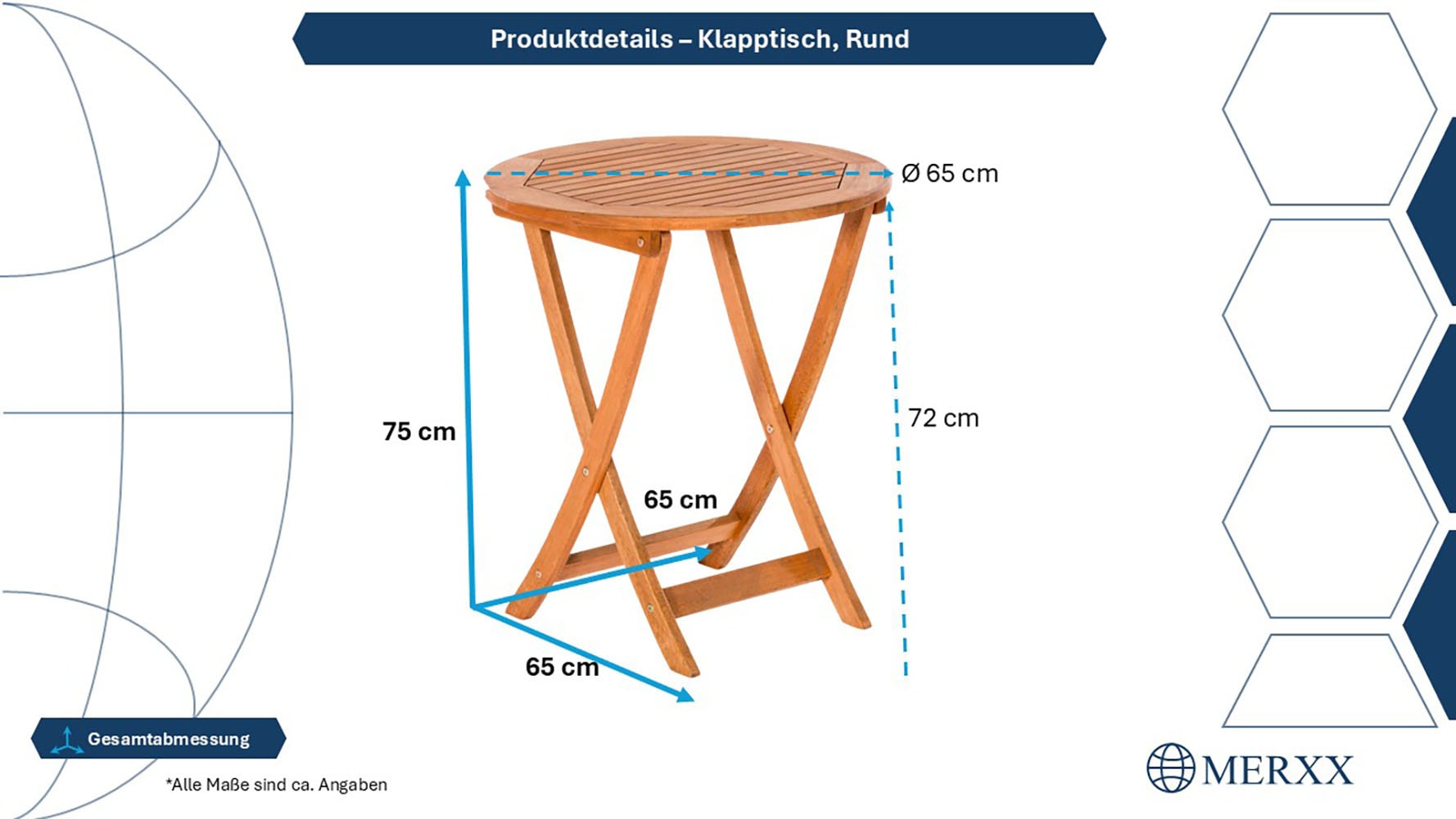 MERXX Table de jardin »Klapptisch« Durchmesser 80 cm