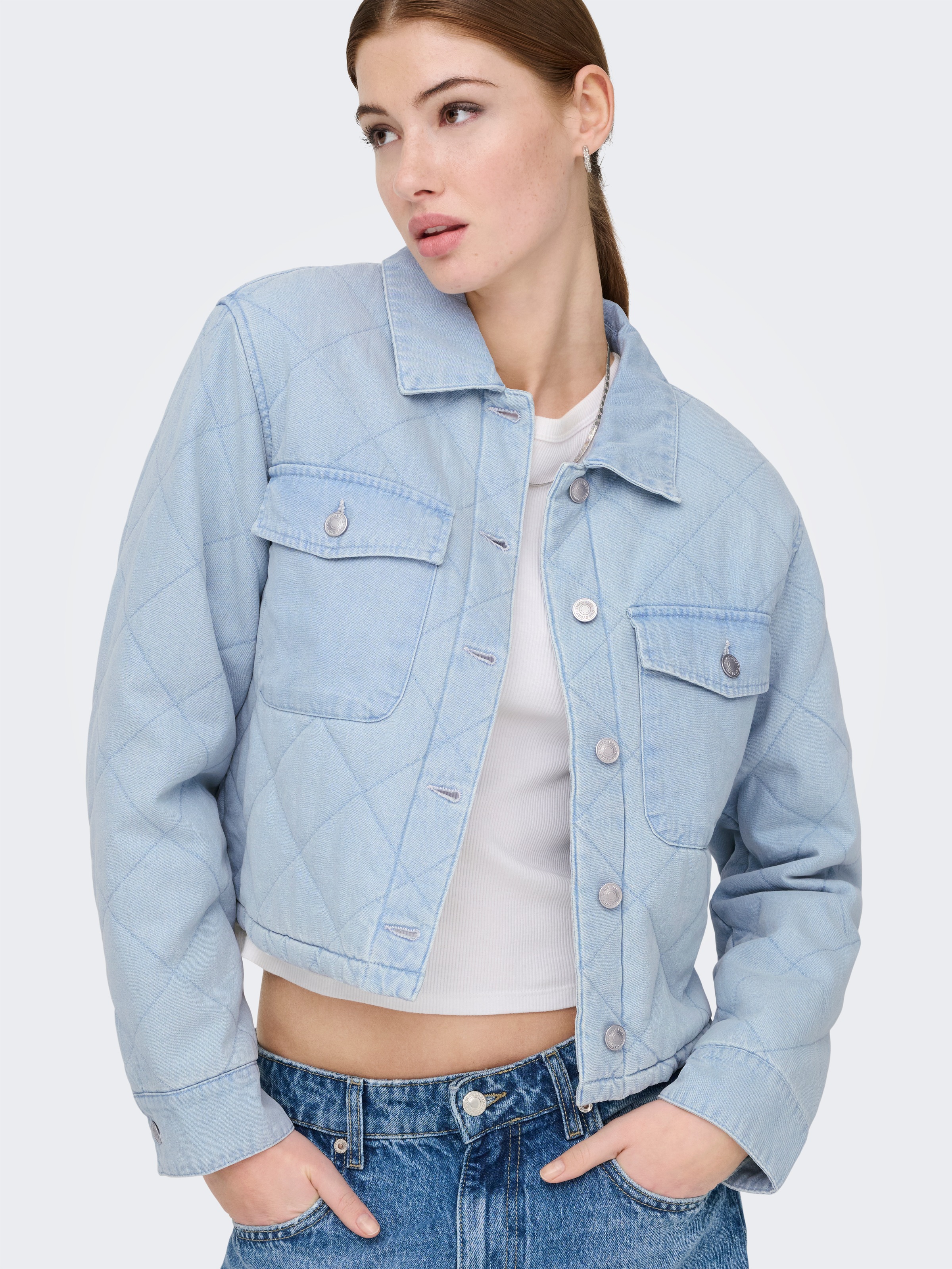 ONLY Kurzjacke »ONLMIST WASHED QUILT JACKET CC OTW« im Denim Look mit gesteppter Optik