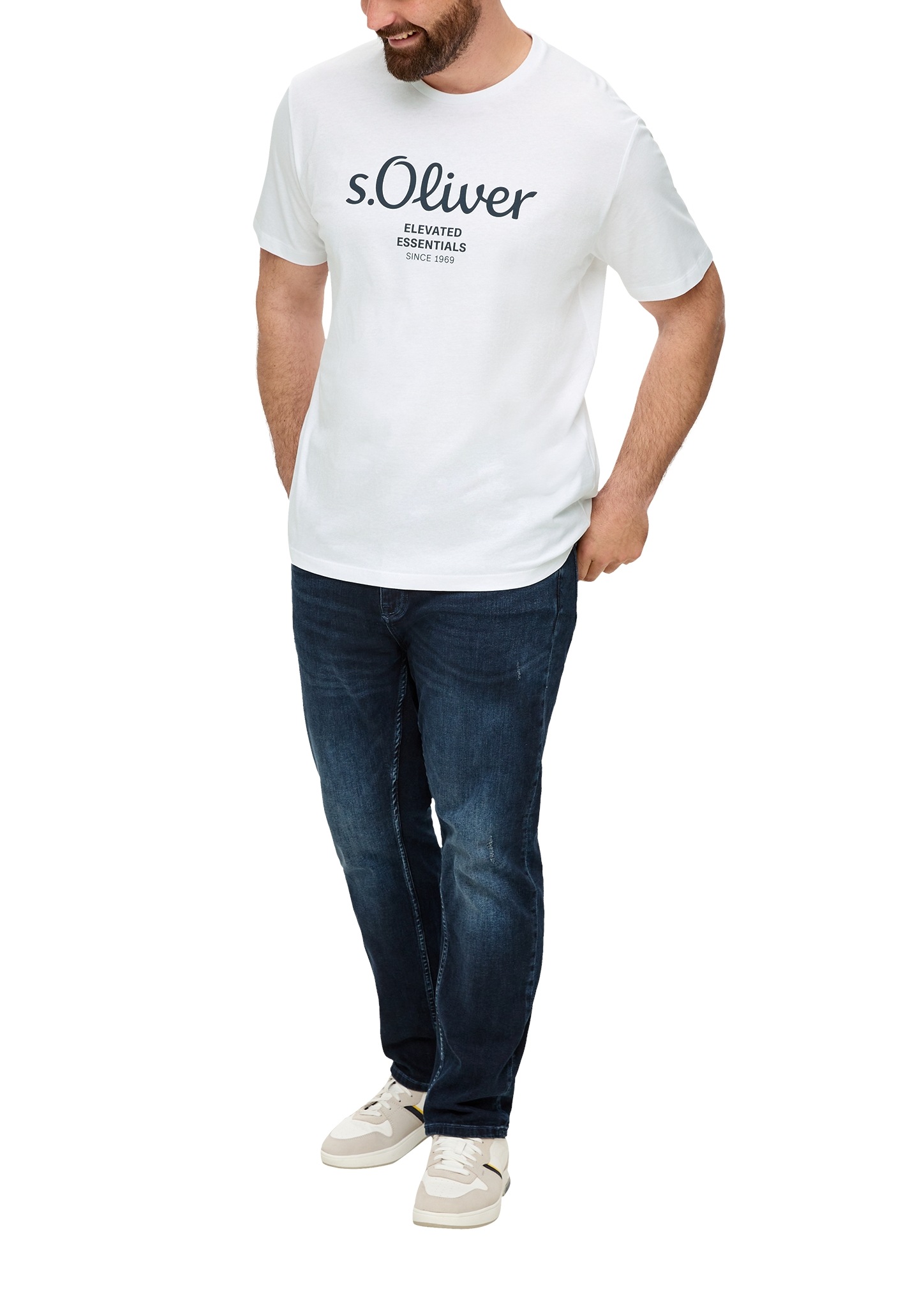 s.Oliver Men Big Sizes Kurzarmshirt mit Logo-Print/Grosse Grössen