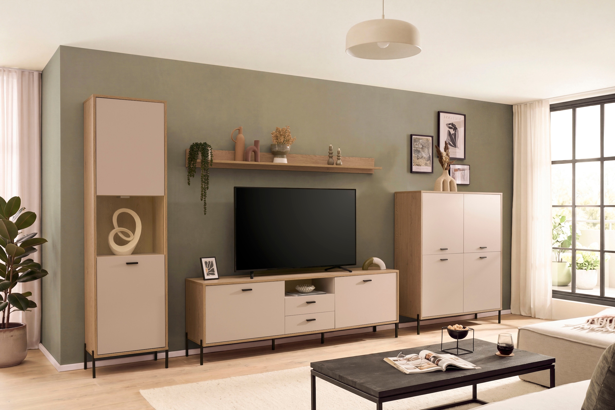 Home affaire Meuble mural »Fredericia, moderne Anbauwand, Komplettset in Kaschmir« Ensemble, 4 cuis tlg.