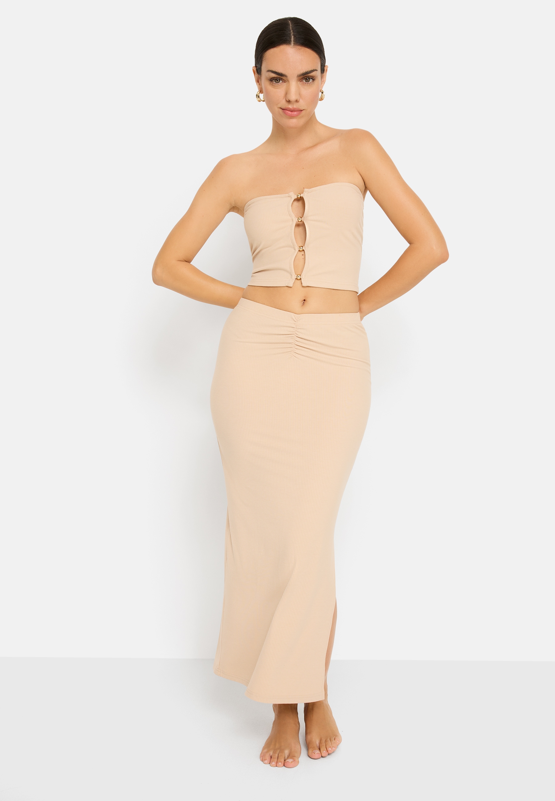 LSCN by LASCANA Top en bandeau En maille côtelée douce, crop top
