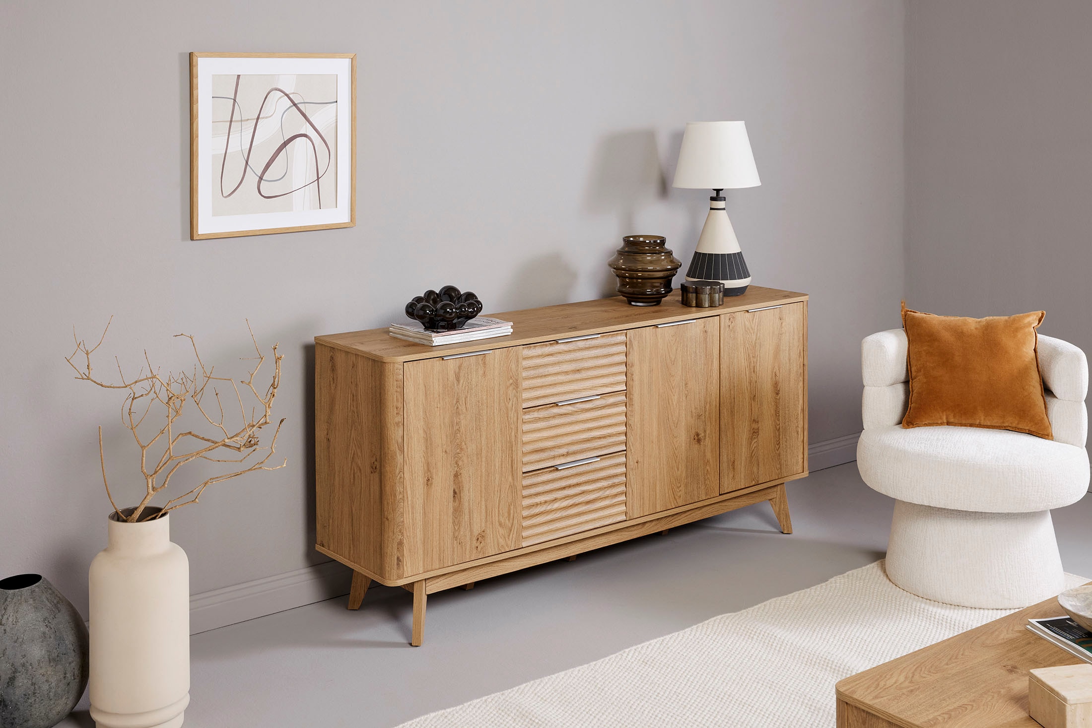 Jahnke Buffet »WAVE SB 170« 1 cuis tlg. Buffet, 3 tiroirs + 3 portes, design ondulé, largeur 169,5 cm