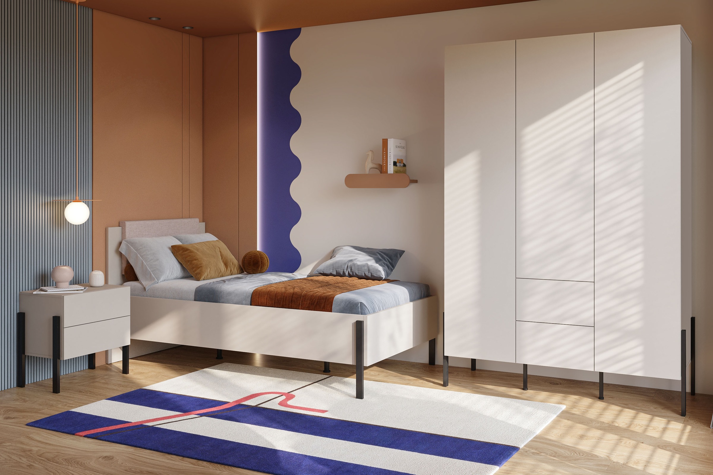 GOODproduct Lit »Jukon, mit gepolstertem Kopfteil, Füsse aus Metall, modernes Design« 3 Breiten:100cm, 160cm und 180cm,  in drei Grössen, perfekt auch  als Jugendbett