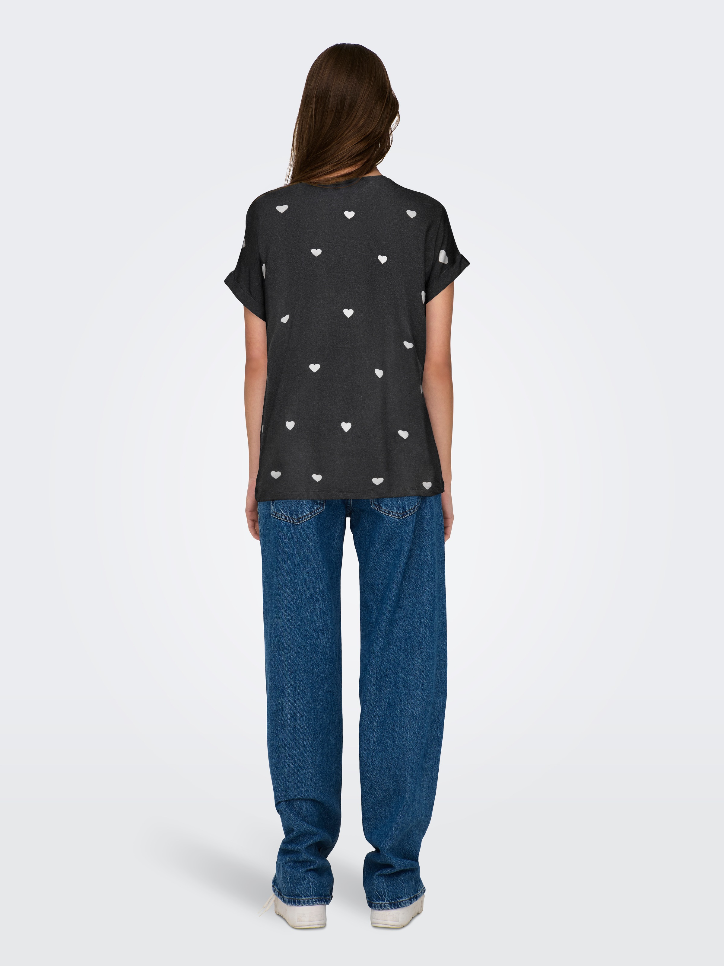 ONLY T-shirt à manches courtes »ONLMOSTER S/S AOP TOP CS JRS« mélange viscose, col rond