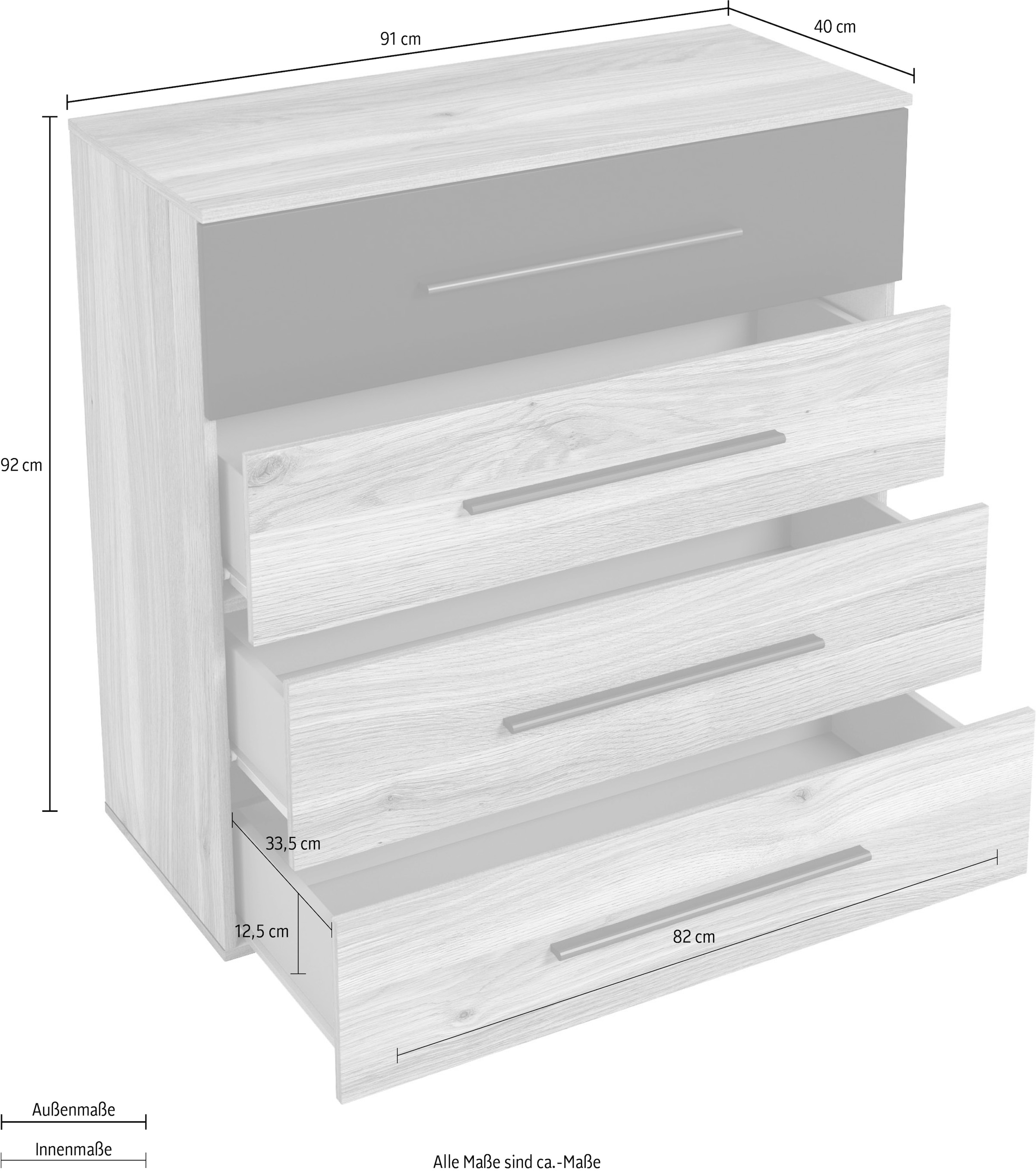 Home affaire Kommode »Faweza,Breite 91 cm, Schubladenkommode, Sideboard mit Schublden« Mehrzweckschrank viel Stauraum