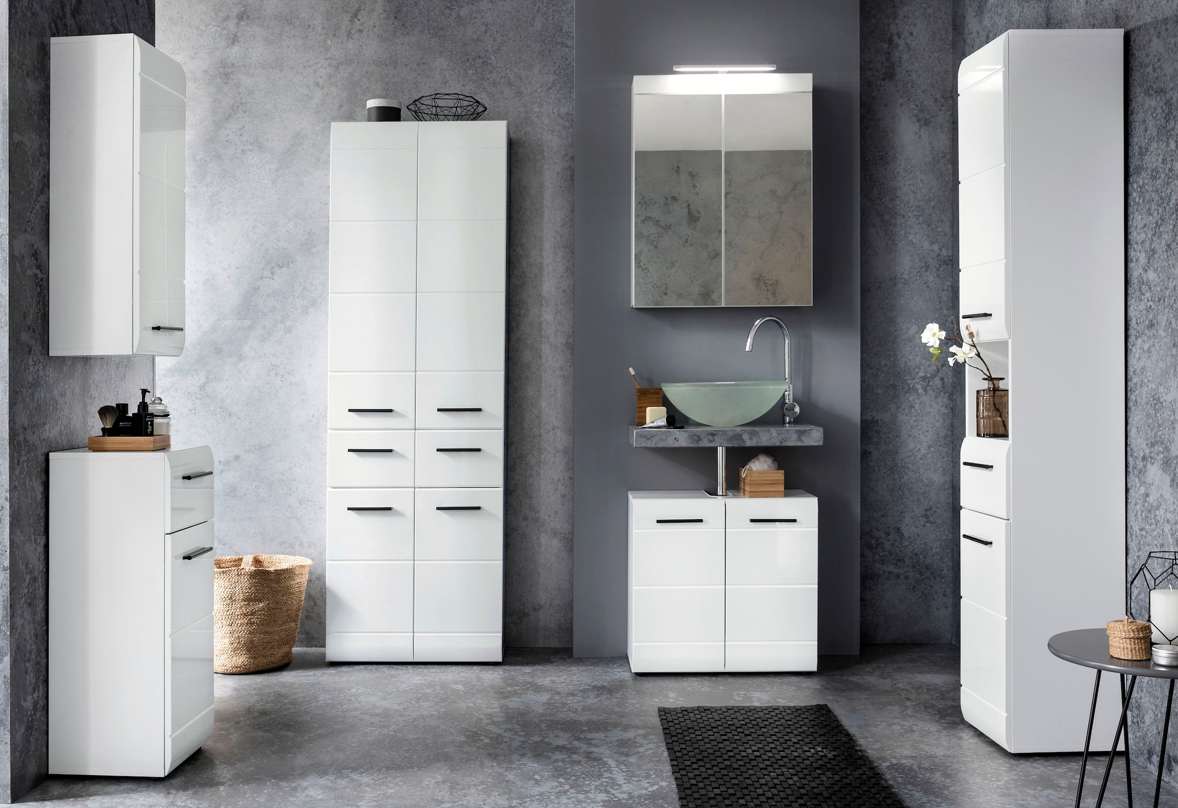 welltime Unterschrank »Sovana« Kommode mit 1 Tür & 1 Schublade - (B/T/H) 30/31/79 cm