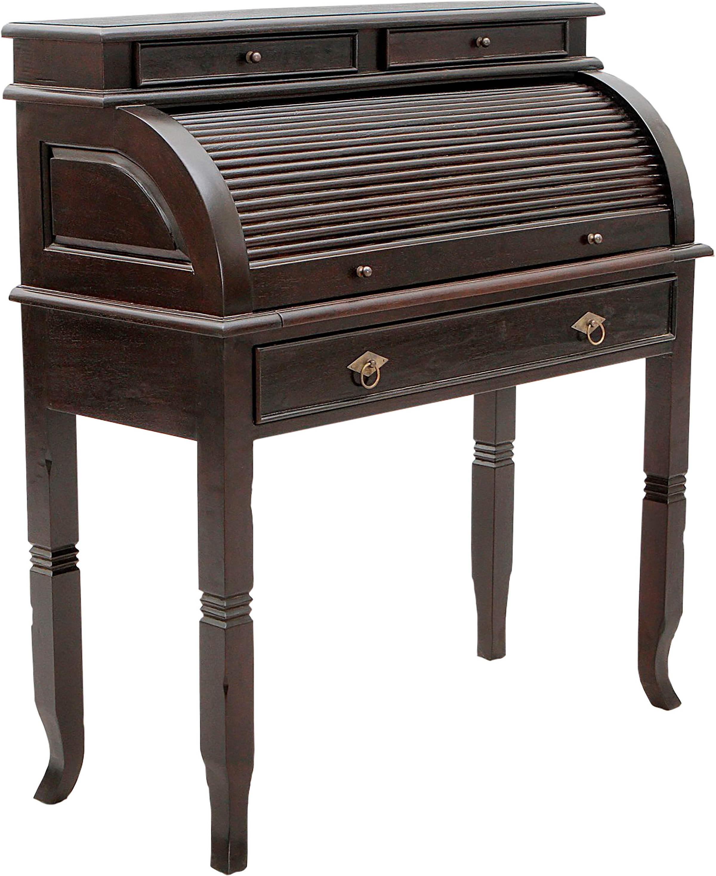 SIT Schreibtisch »Sekretär Akazie Massivholz Schreibtisch Rollladen Vintage Design« Sekretär aus Akazie Massivholz mit Rollladen & Schubladen