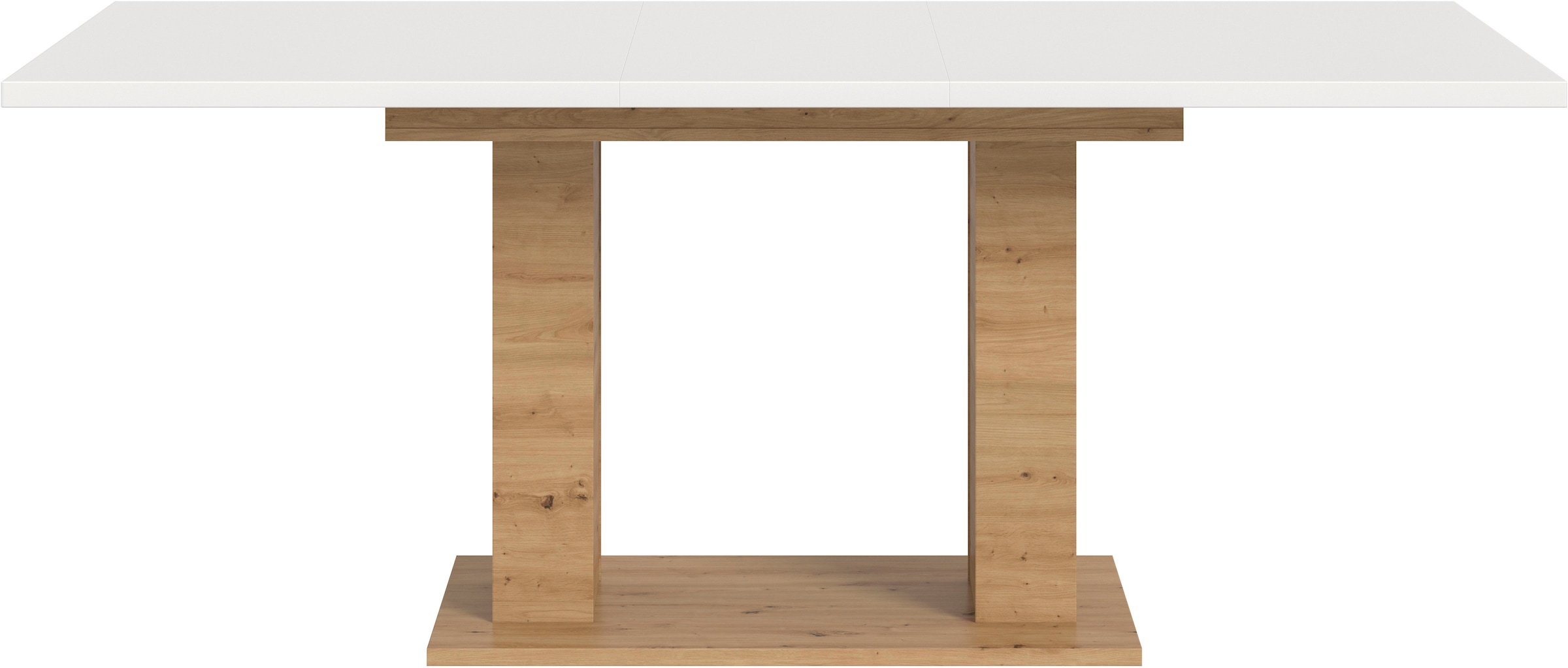 Home affaire Esstisch »Motus, ausziehbar 150 -190 cm, inklusive 40 cm Einlegeplatte« Set, 1 Stk. tlg. Doppelsäulengestell mit Bodenplatte, Tisch, Esstisch, Küche