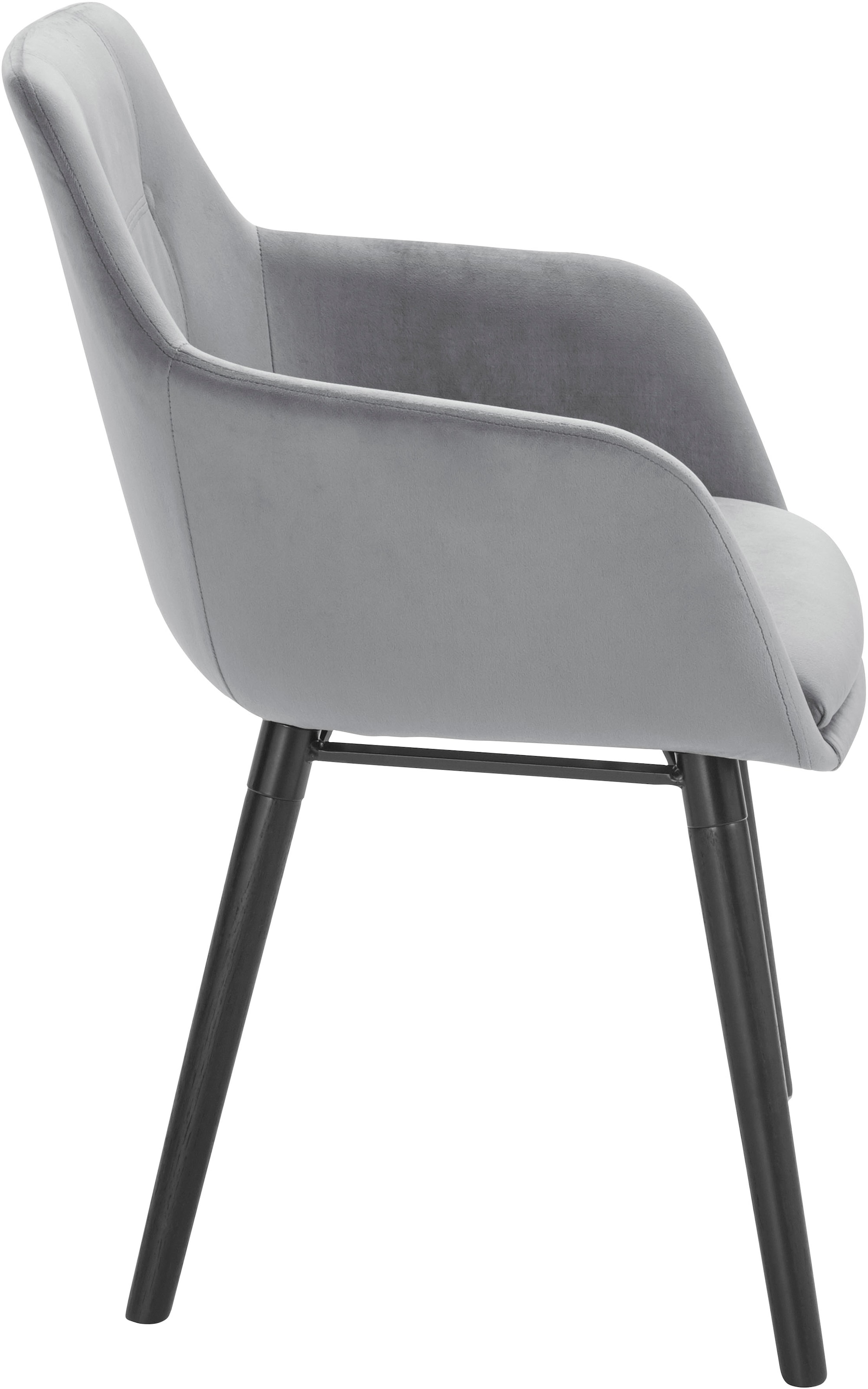 Home affaire Chaise avec accoudoirs »Bradford« (Set) 1 cuis(1 oder 2 Stück), Bezug in Samtsoff, Gestell aus Eiche Massivholz