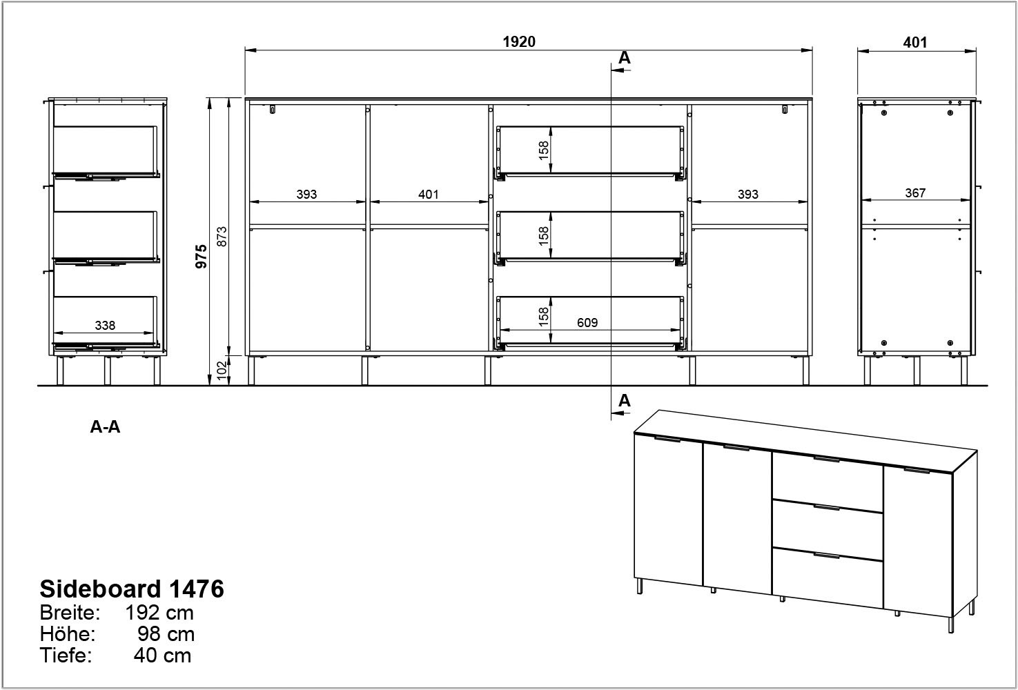 GERMANIA Sideboard »California« Breite 192 cm