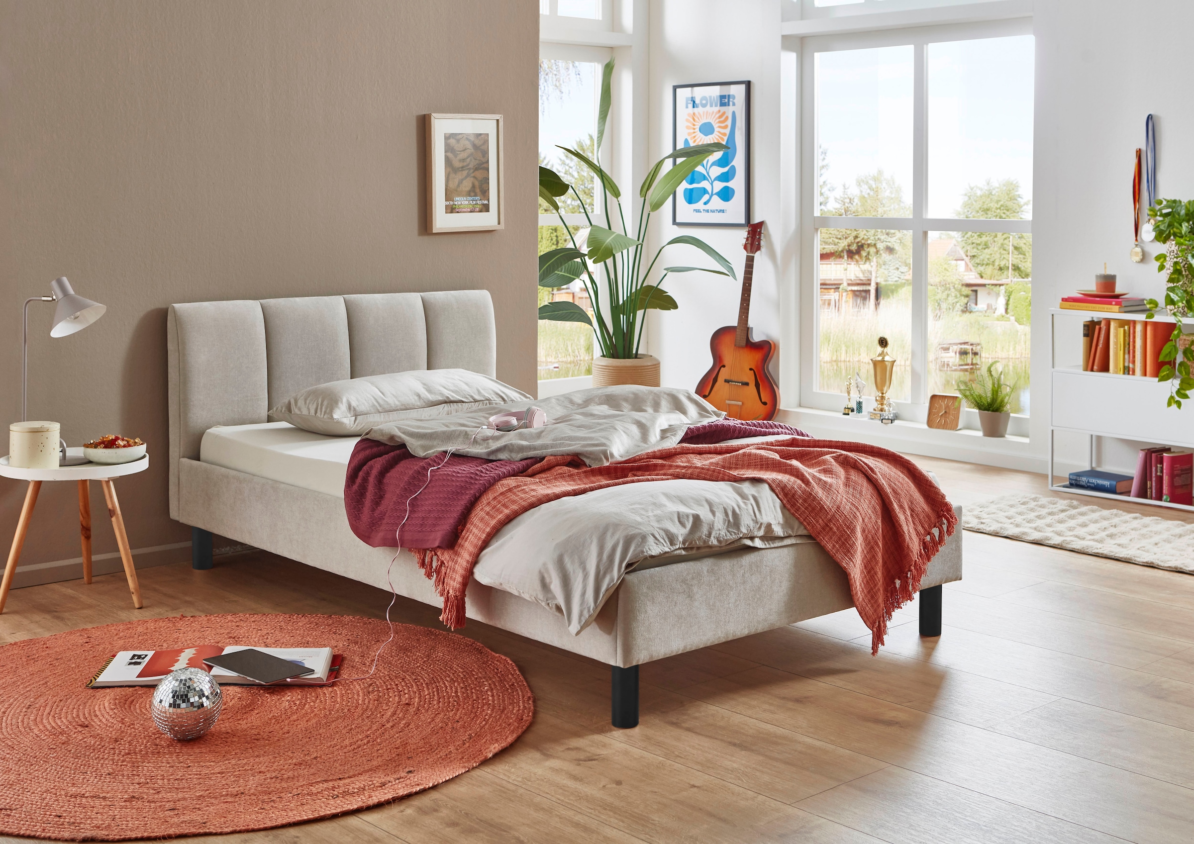 meise.möbel Polsterbett »Joker, in verschiedenen Breiten und Farben erhältlich« wahlweise mit schwarzem oder eichefarbigem Holzfuss