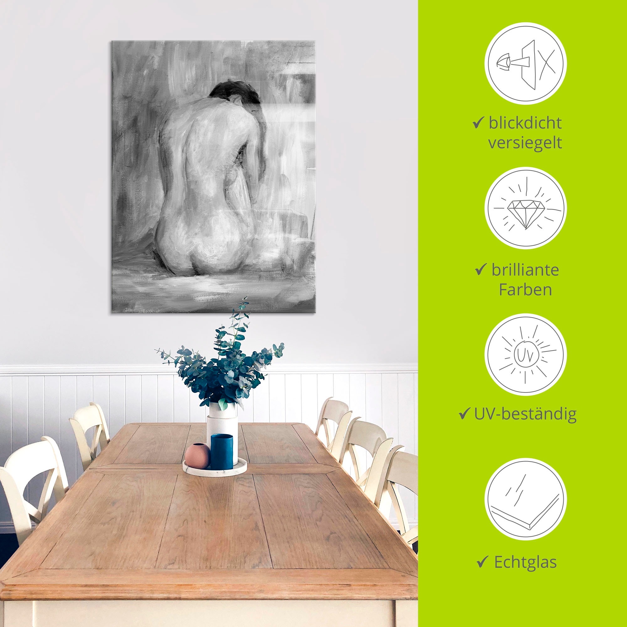 Artland Glasbild »Figur in schwarz & weiss II« Frau 1 Stk. tlg. in verschiedenen Grössen