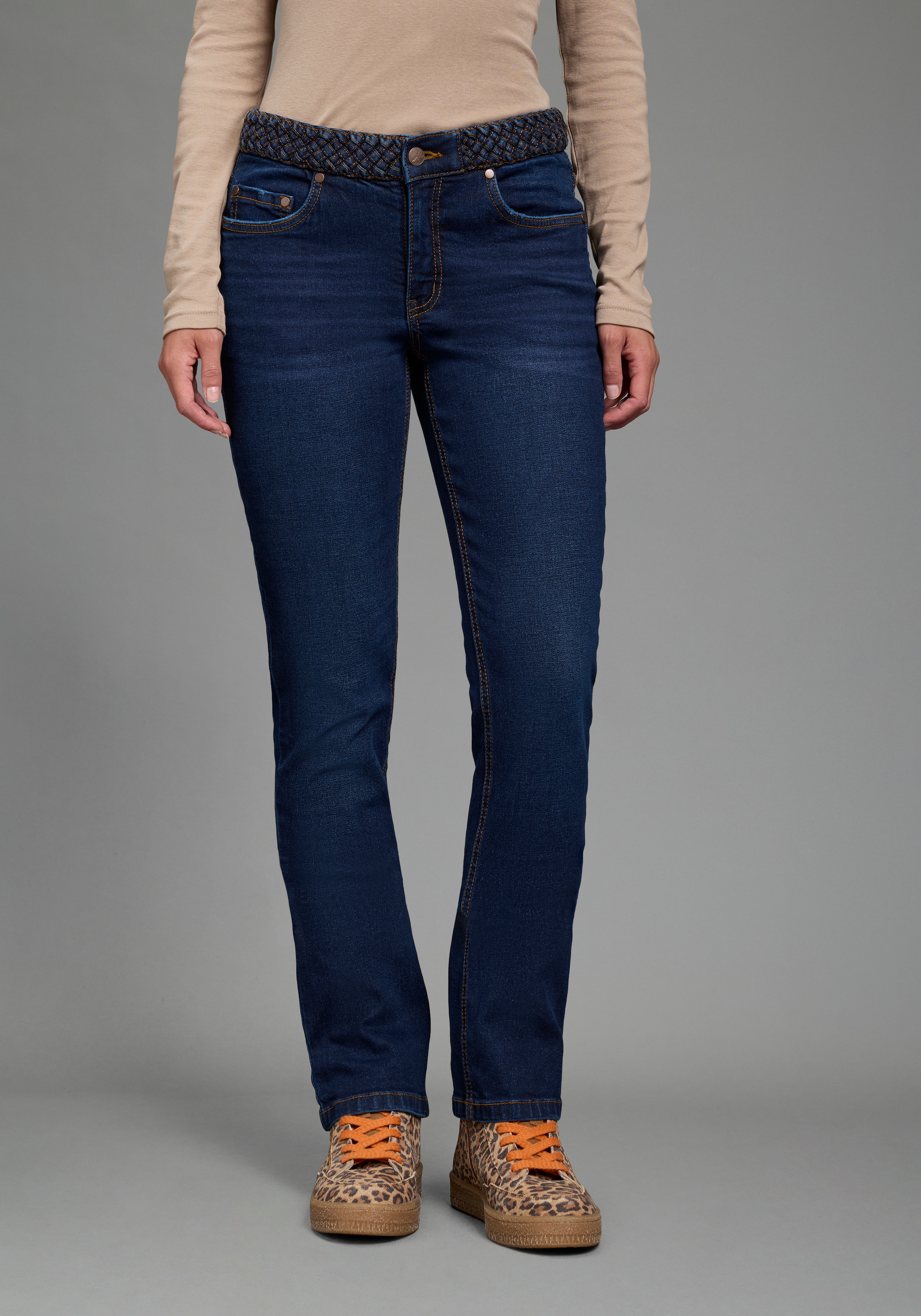 Arizona Jeans droit »mit Jeansgürteloptik« coupe droite Straight-Fit, jambe droite, taille normale