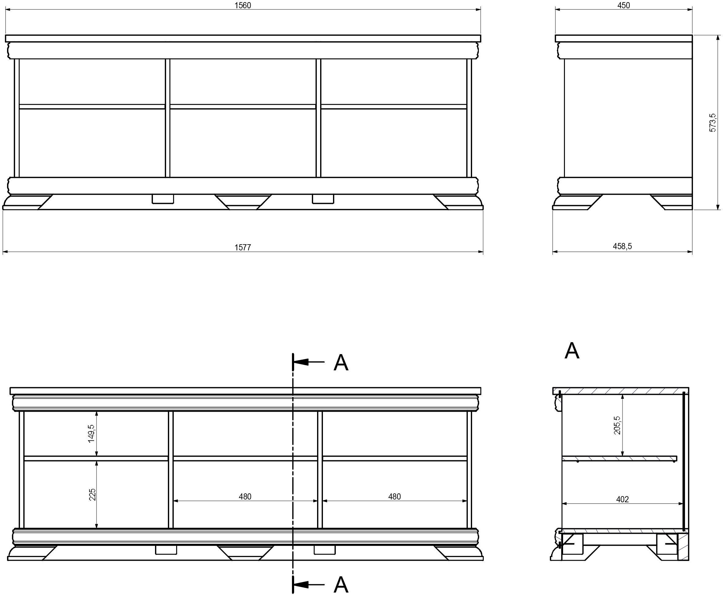 GOODproduct Table basse »Royal« Breite ca. 158 cm