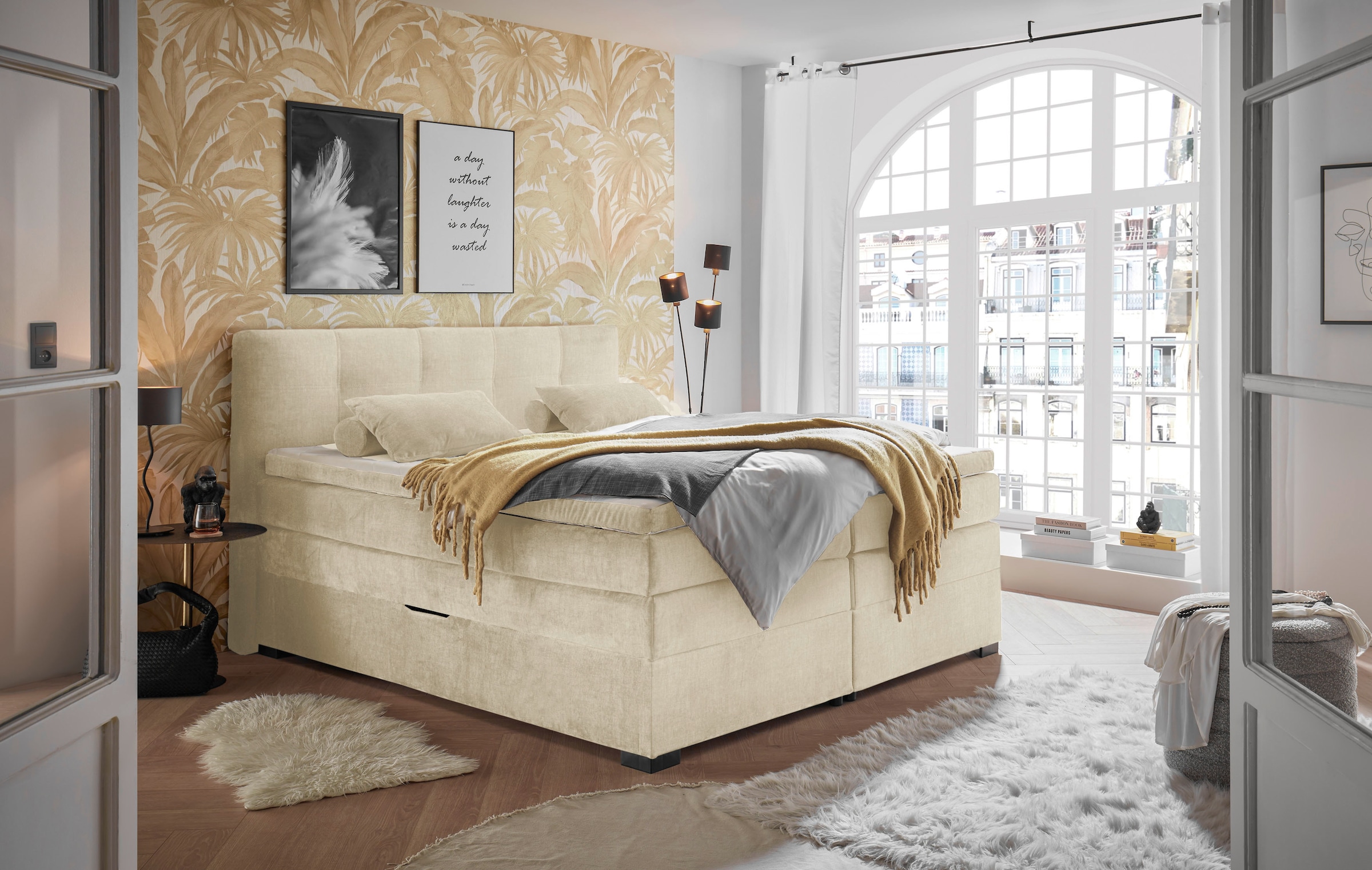 ED EXCITING DESIGN Lit boxspring »Fanes mit Komforteinstiegshöhe von 73cm« erhältlich in 180x200cm, inkl. Bettkasten und 7cm Visco-Topper
