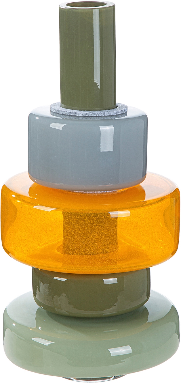 GILDE Vase de table »Vase Stack mehrfarbig H. 34,5 cm« Vase décoratif, verre, empilable, vase à fleurs, gain de place, moderne