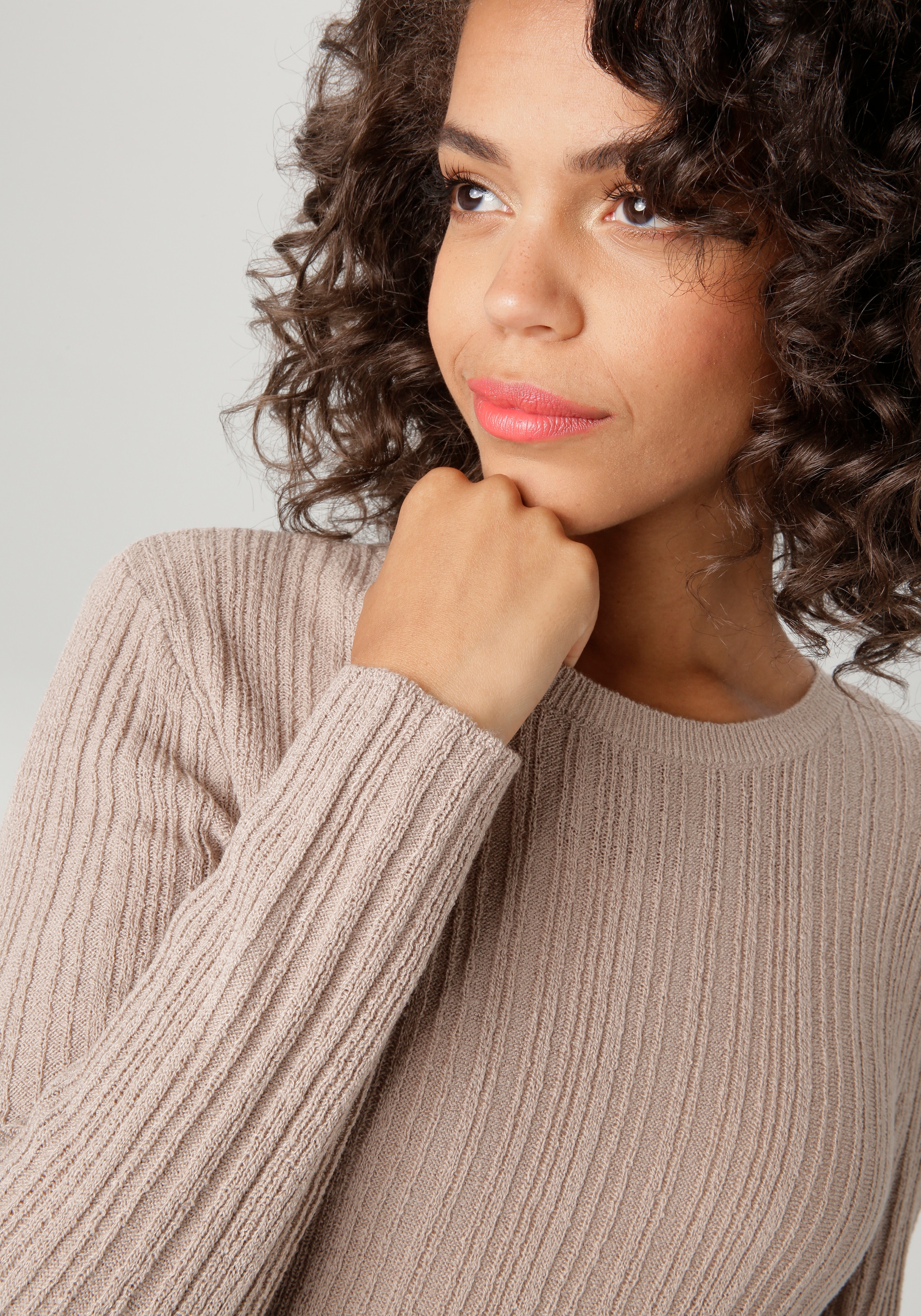 Aniston CASUAL Strickpullover im Ripp-Muster-Mix