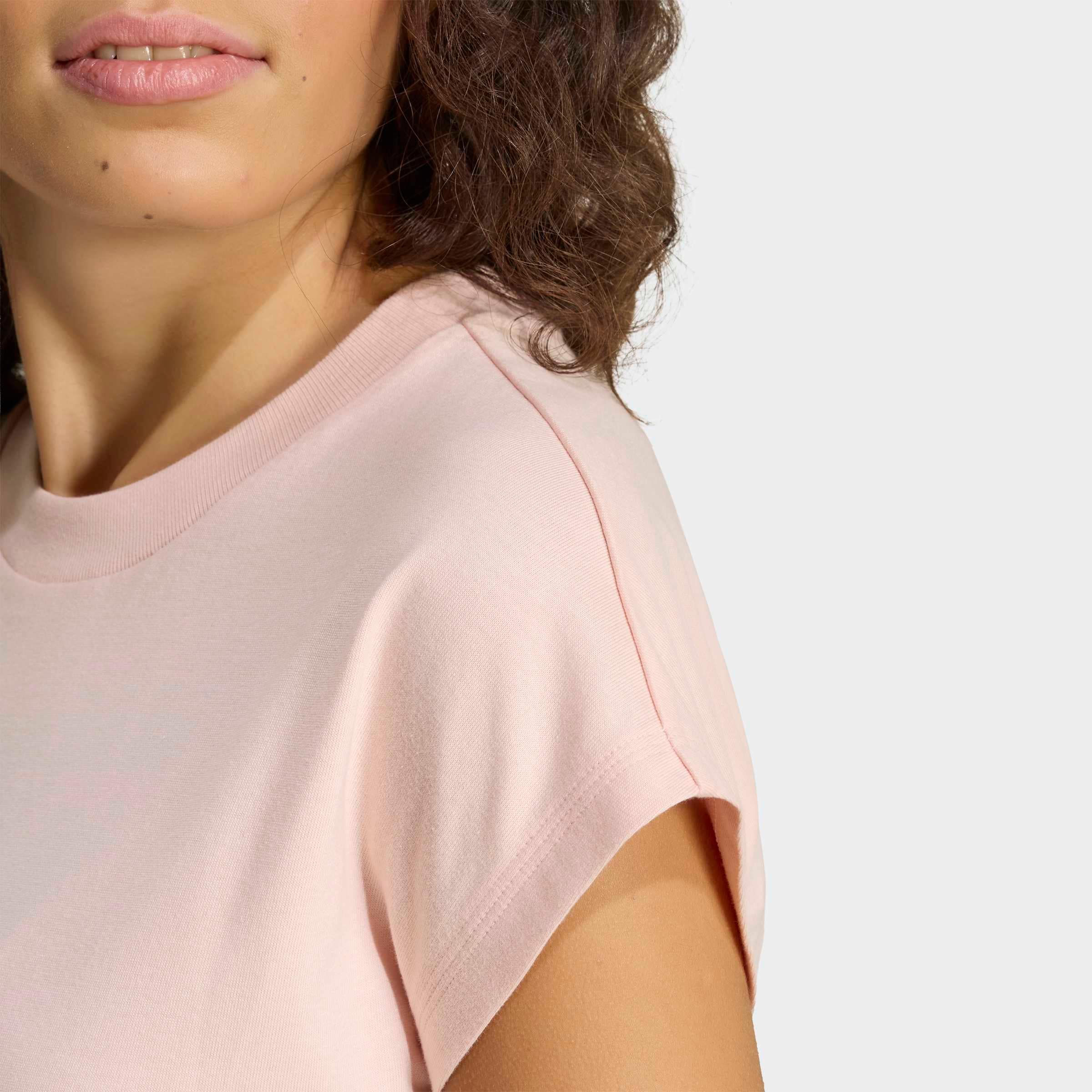 adidas Sportswear T-shirt »ESSENTIALS LINEAR COTTON« style sportif, manches courtes, sans fermeture, en coton