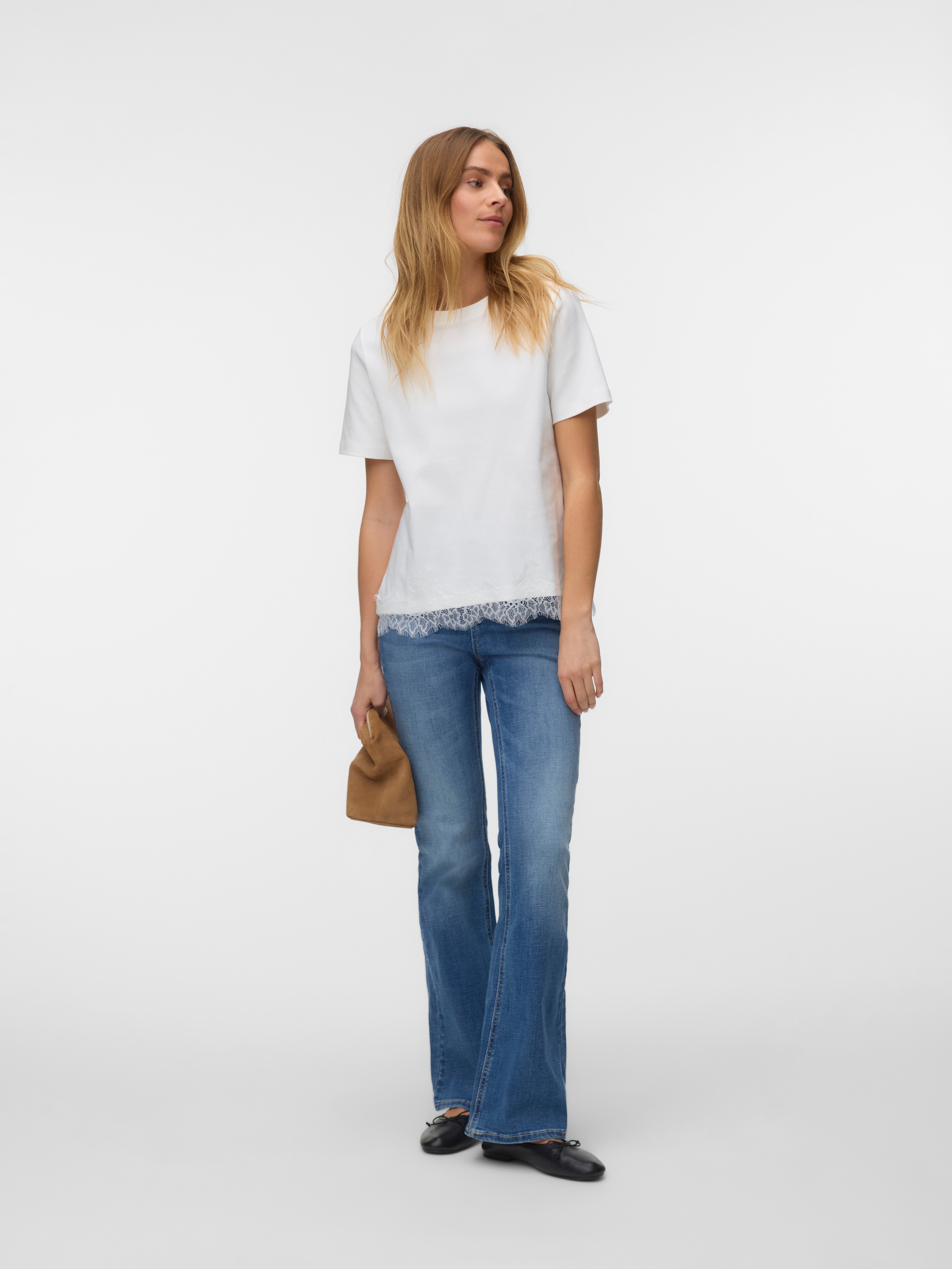 Vero Moda T-shirt à manches courtes »VMSARA METTE LACE SS T-SHIRT JRS NOOS« coton, coupe régulière