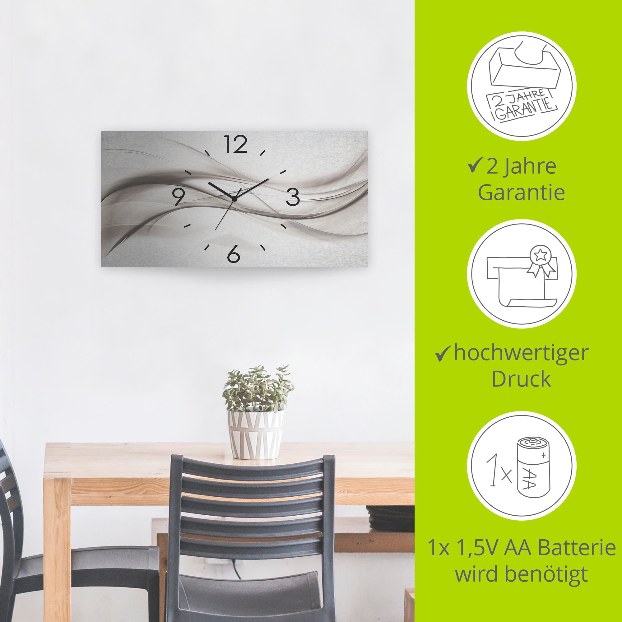 Artland Wanduhr »Abstraktes Design - schöne Welle« 3D Optik gebogen, mit Quarz- oder Funkuhrwerk, versch. Grössen