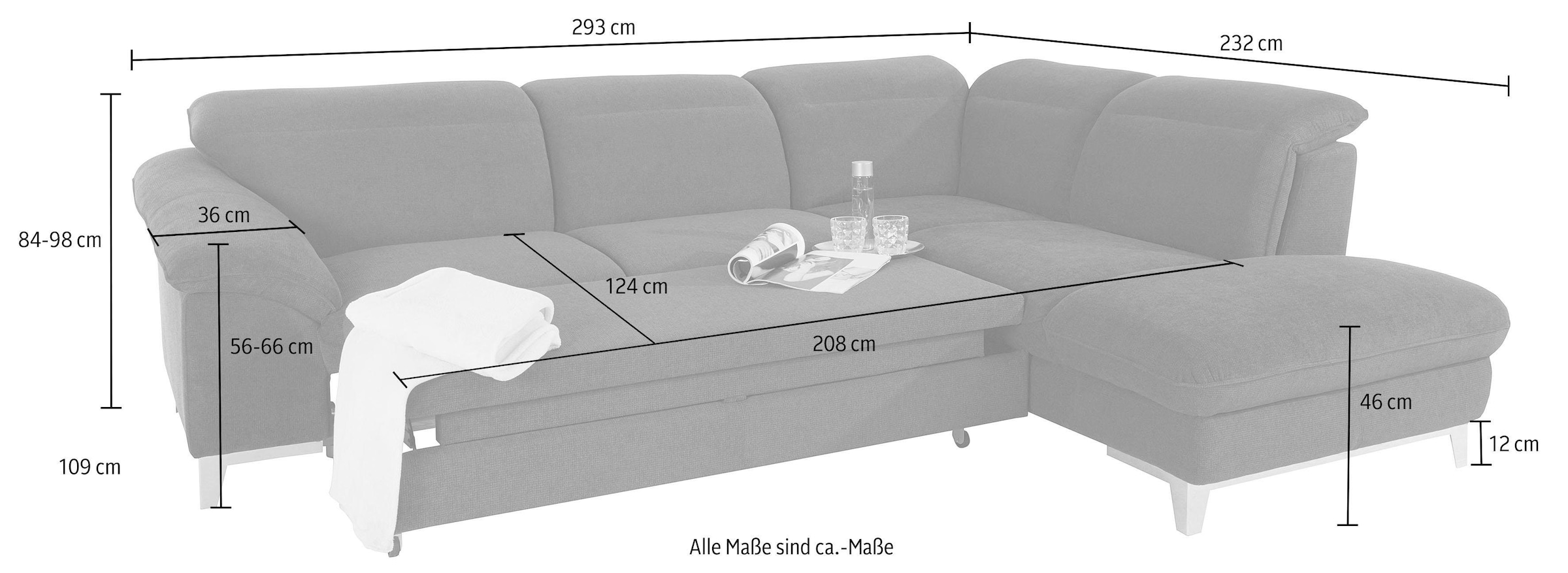 COTTA Ensemble rembourré »Teresa L-Form« Set,  Set bestehend aus: Ecksofa mit Kopfteilverstellung & Hocker