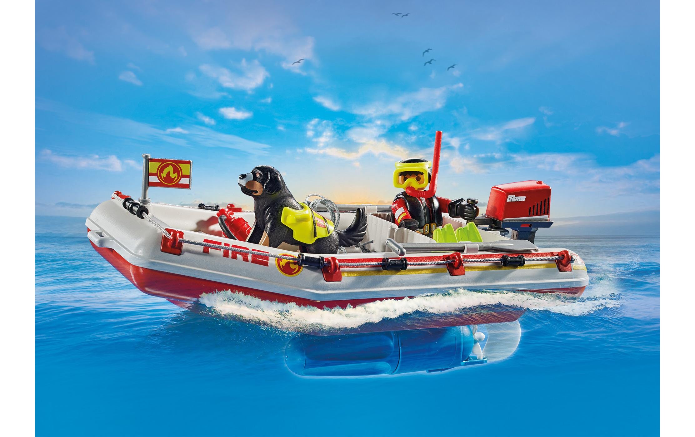 Playmobil® Briques de jeu »Action Heroes Feuerwehrboot mit Aqua Scooter 71464«