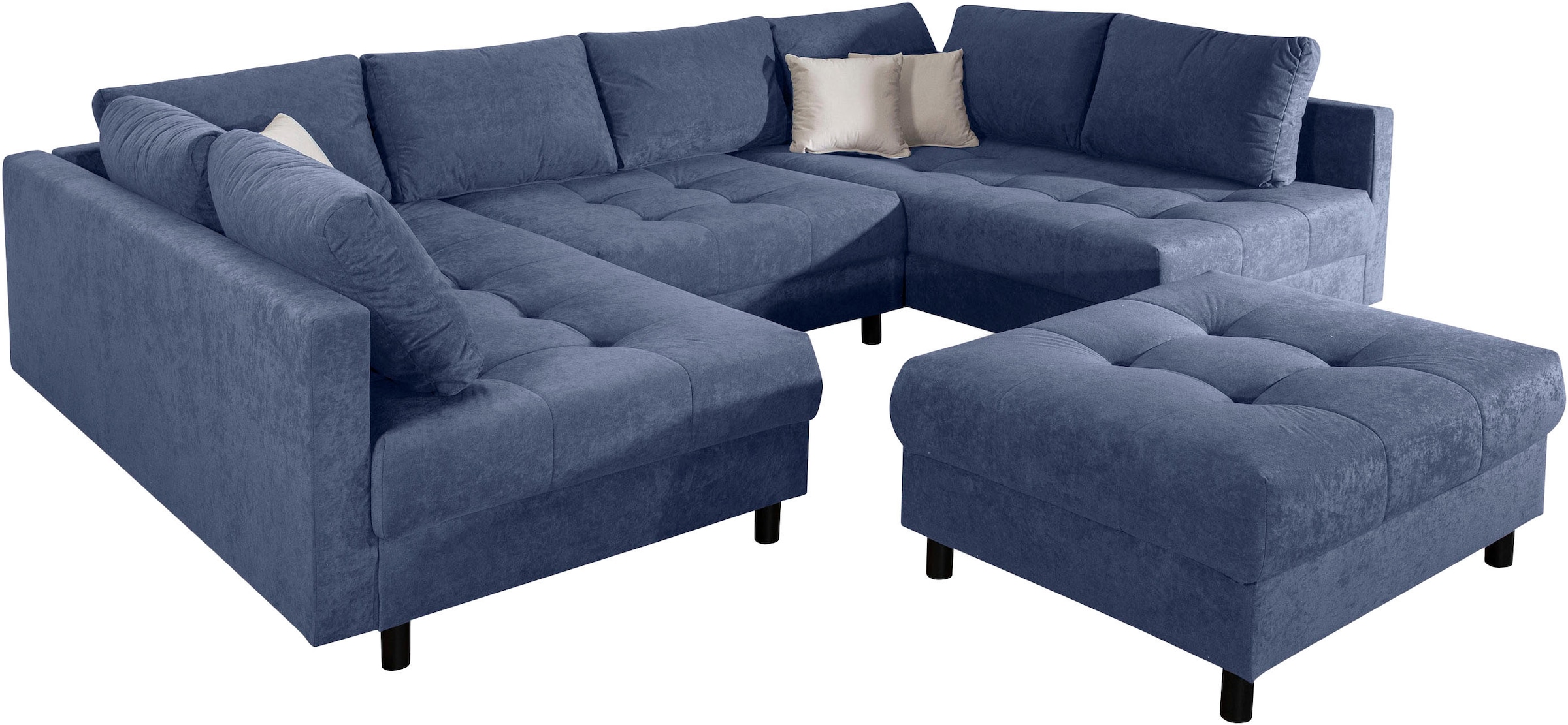 COLLECTION AB Wohnlandschaft »Toni U-Form, B: 298 cm« mit Hocker & 3 Zierkissen, Federkern