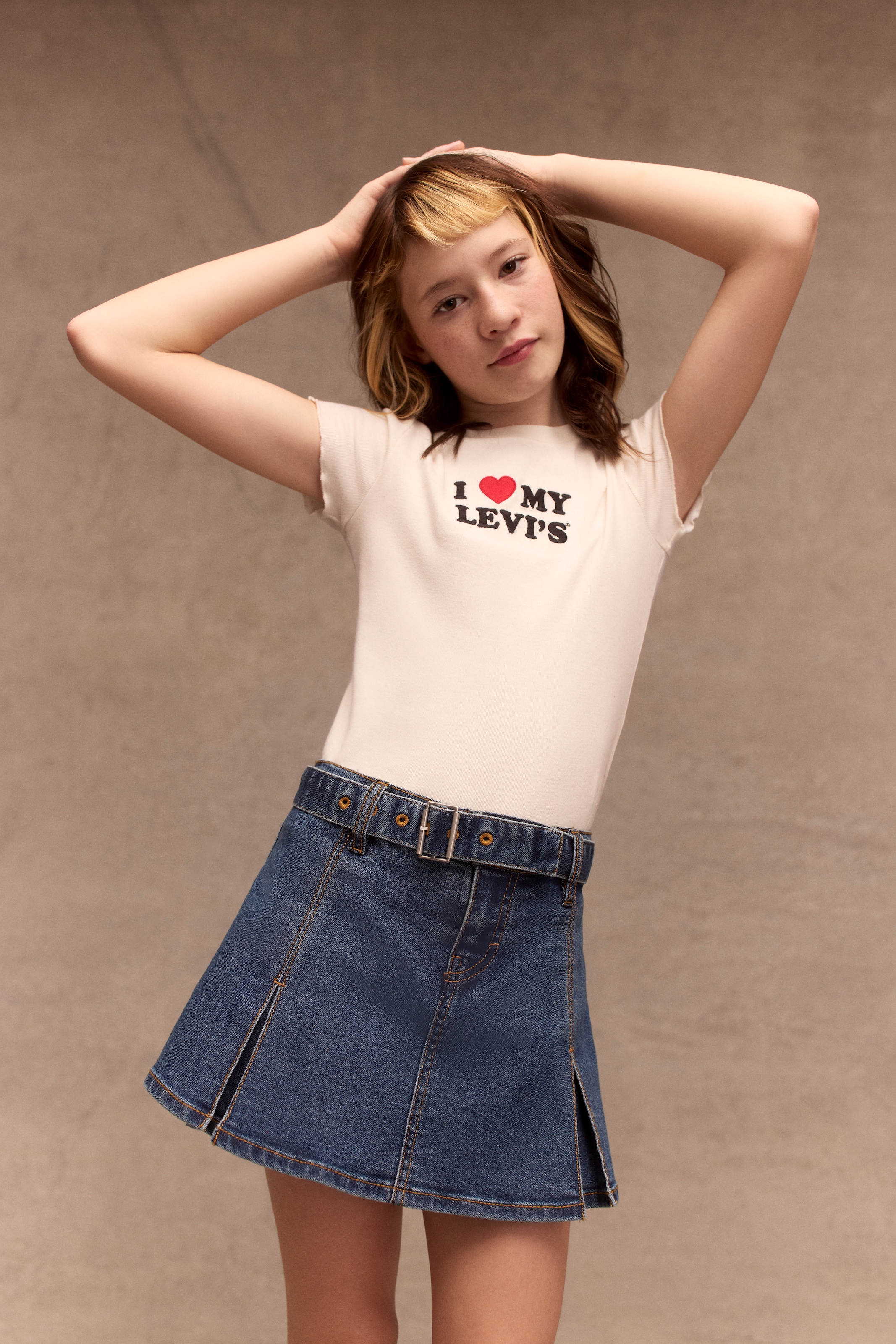 Levi's® Kids Jupe en jean »LVG PLEATED SKORT W BELT« short jupe en denim avec ceinture en jean / pour filles
