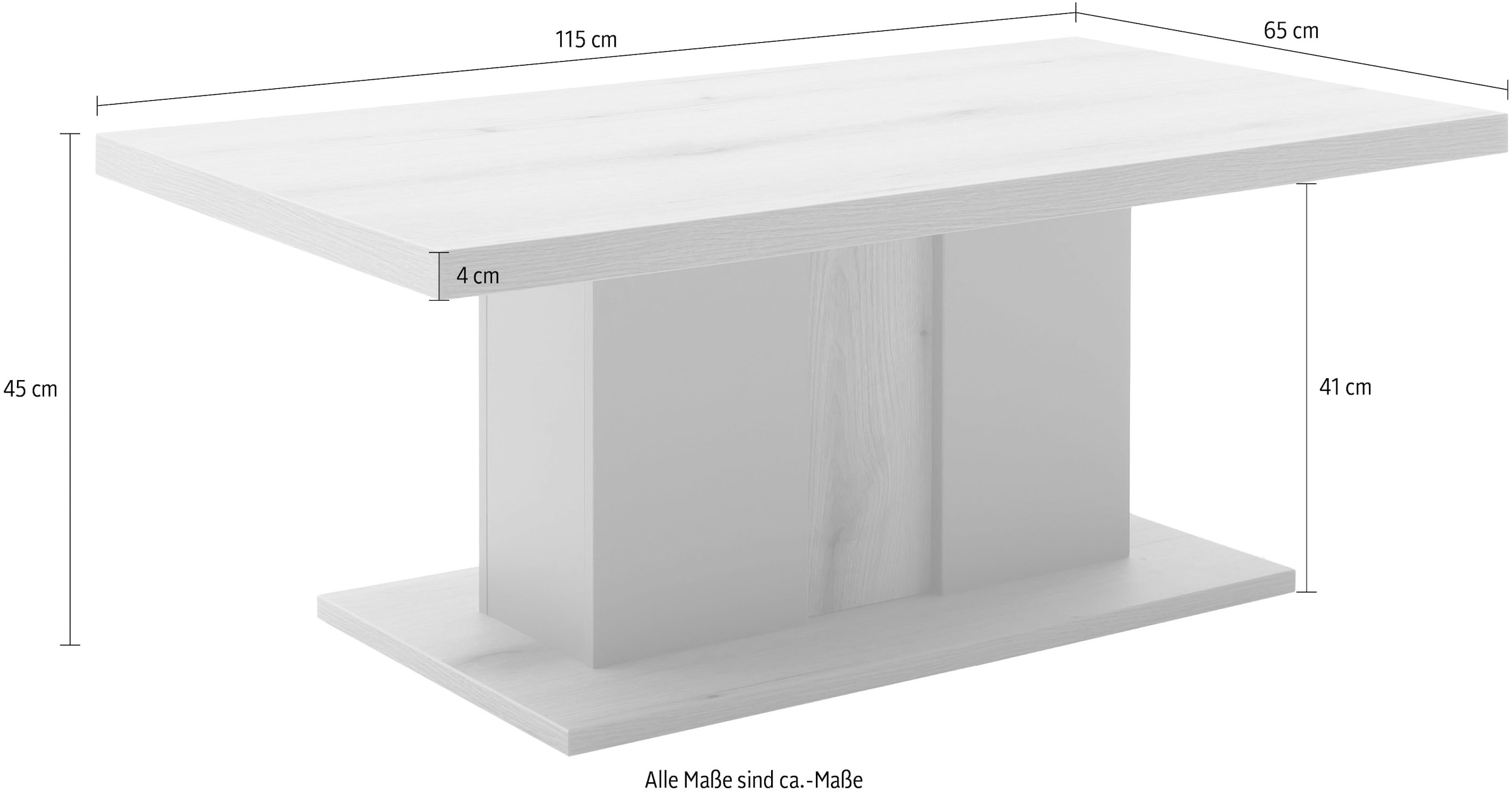MCA furniture Couchtisch »Moniz Couchtisch mit Bodenplatte« 1 Stk. tlg. Wohnzimmertisch,Eiche,Salbeigrün,mit Säule,belastbar 50kg,Breite 115cm