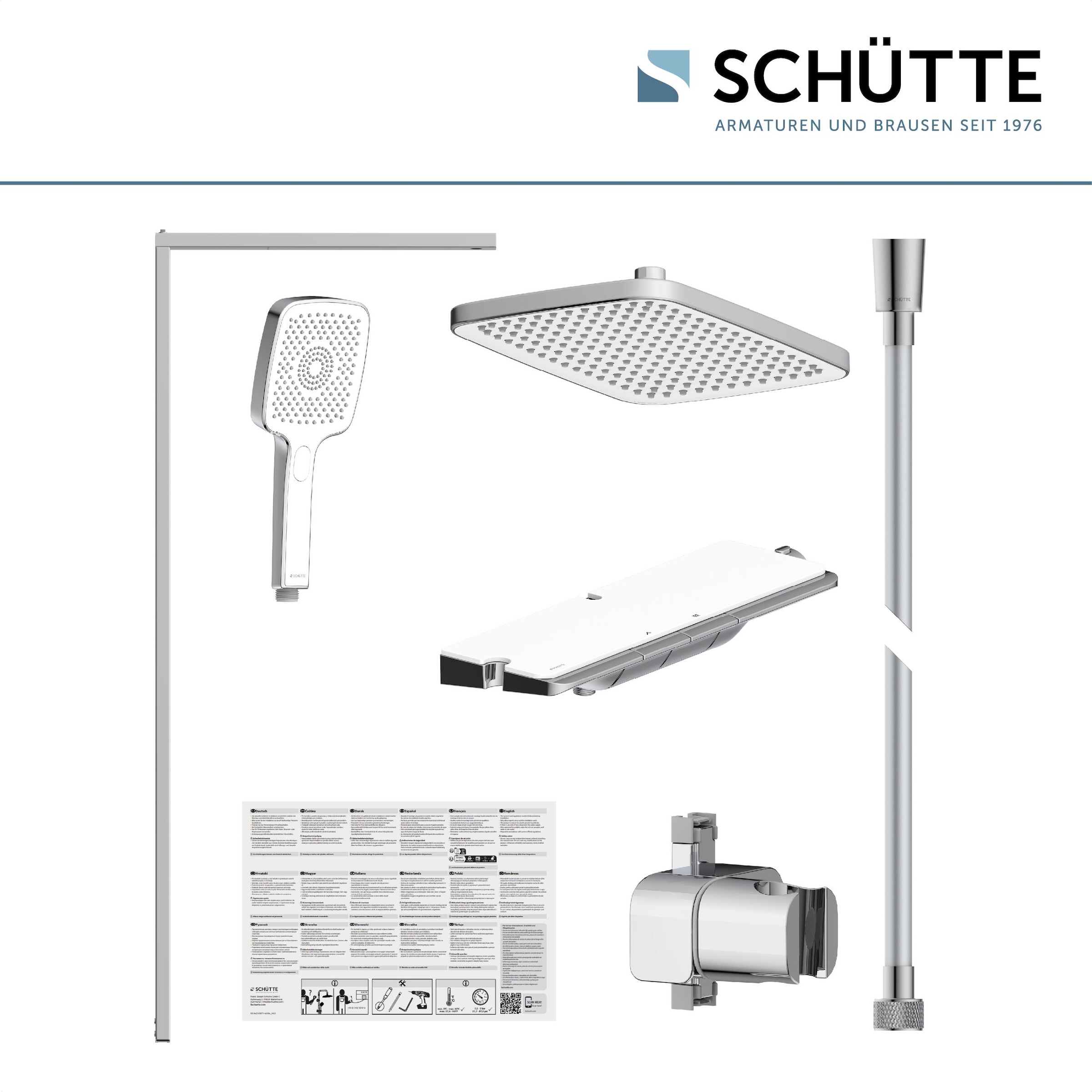 Schütte Duschsystem »HAWAII Überkopfbrause-Set« Komplett-Set, Inkl. Montagematerial und Dichtungen,  mit Thermostatarmatur, Glasablage, Brausehalter