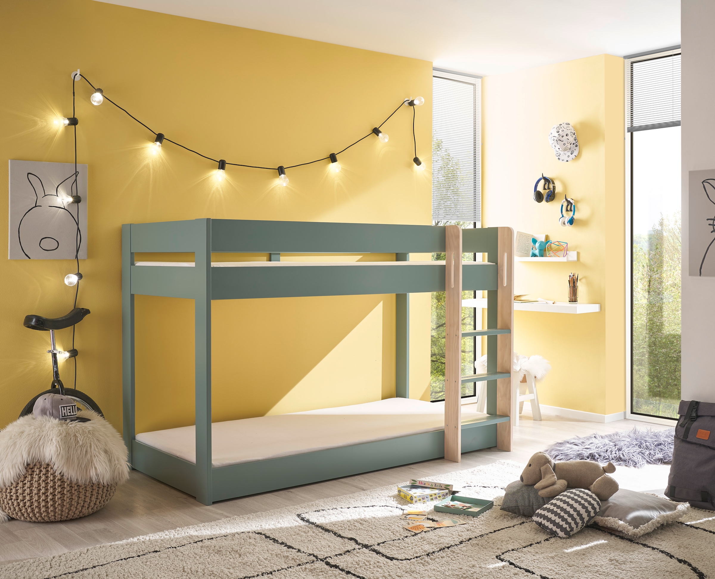 Begabino Bettgestell »Lauri Bett, Etagenbett, Hochbett« 2 Liegeflächen, mit Leiteraufstieg zum oberen Bett