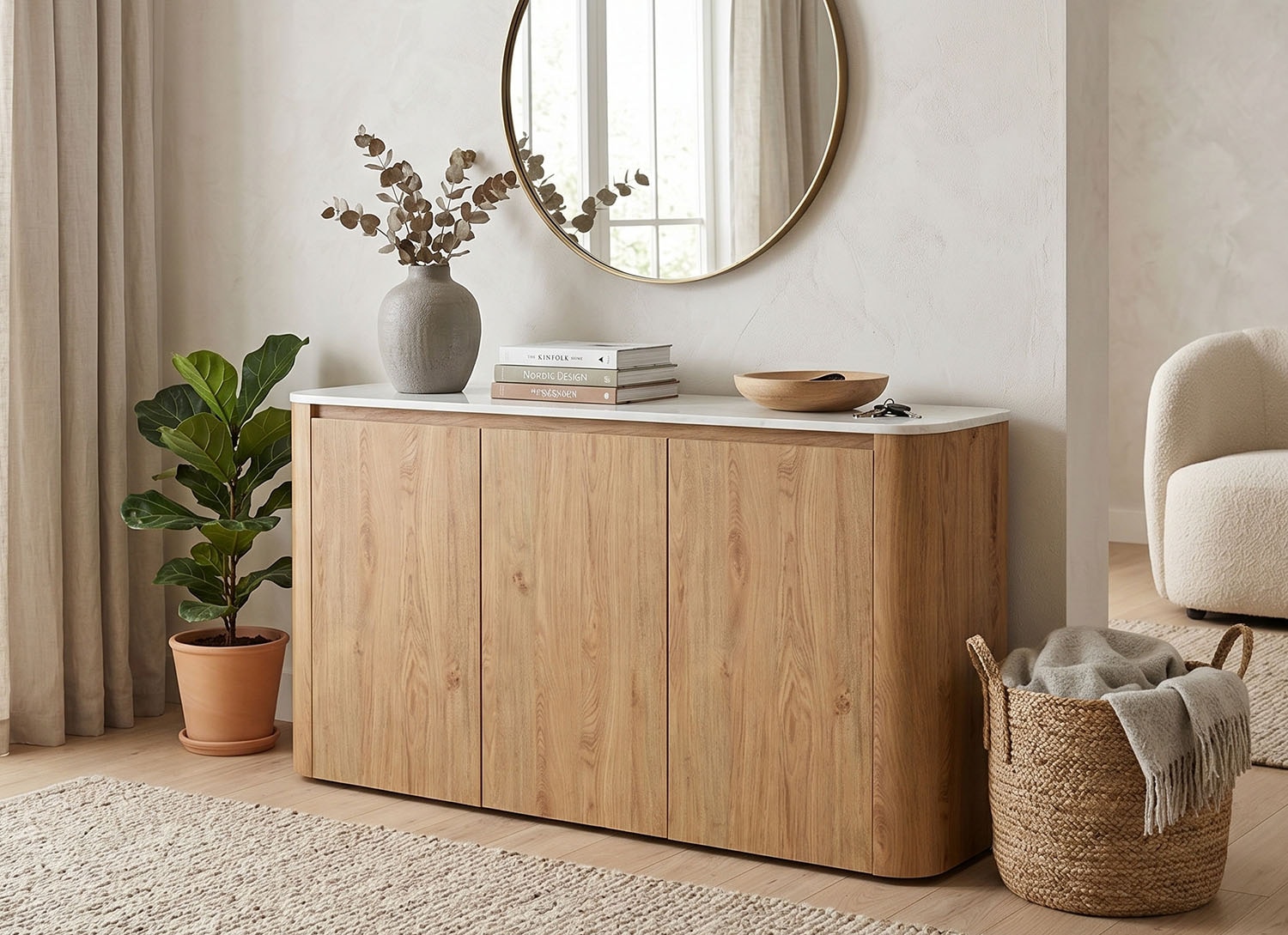 Jahnke Buffet »TRESOR SB 150« Buffet bas, aspect marbre, sans poignées, 3 portes, largeur : 150 cm
