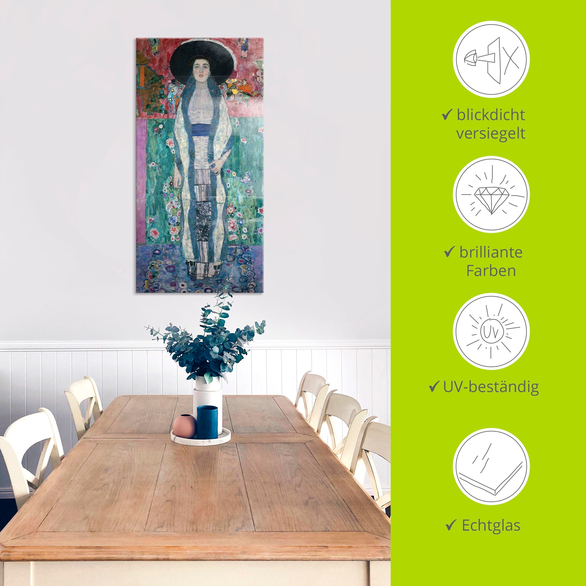 Artland Glasbild »Bildnis Adele Bloch-Bauer II. 1912« Frau 1 Stk. tlg. in verschiedenen Grössen