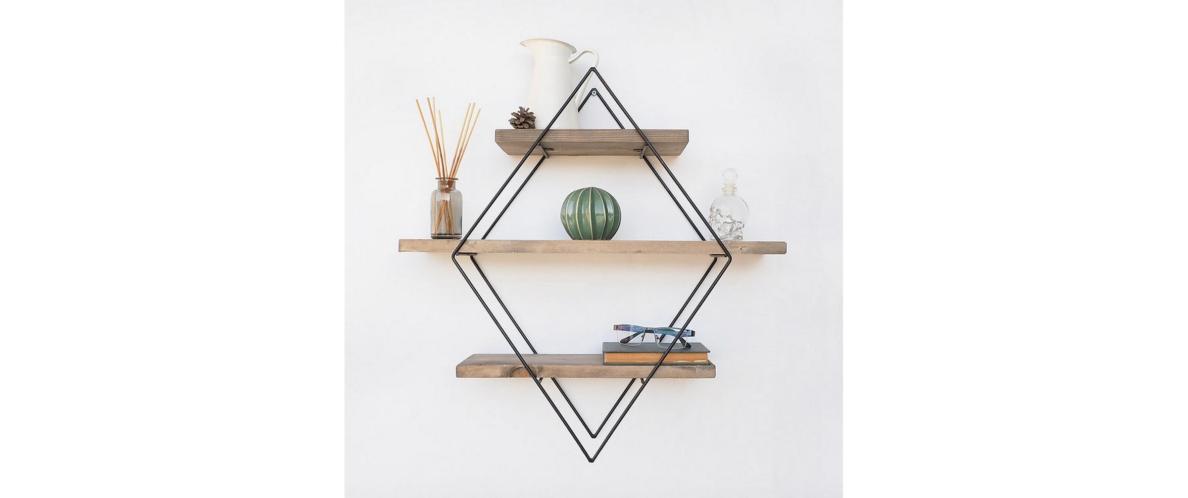 WOODY FASHION Wandregal »WR007 60 x 60 x 14 cm, Schwarz/Walnuss«