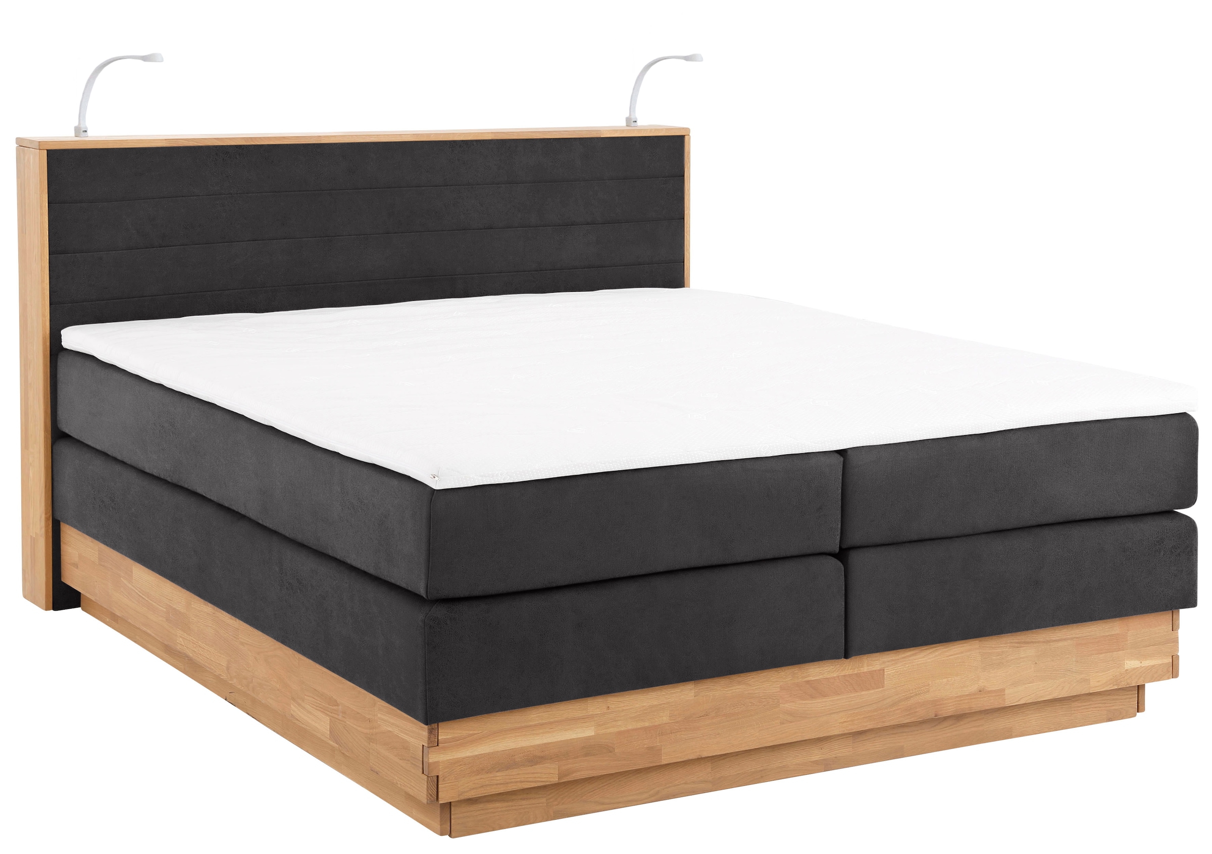 Home affaire Boxspringbett »Cavan« Eiche, inkl. Bettkasten & Topper, verschiedene Härtegrade (auch H4)