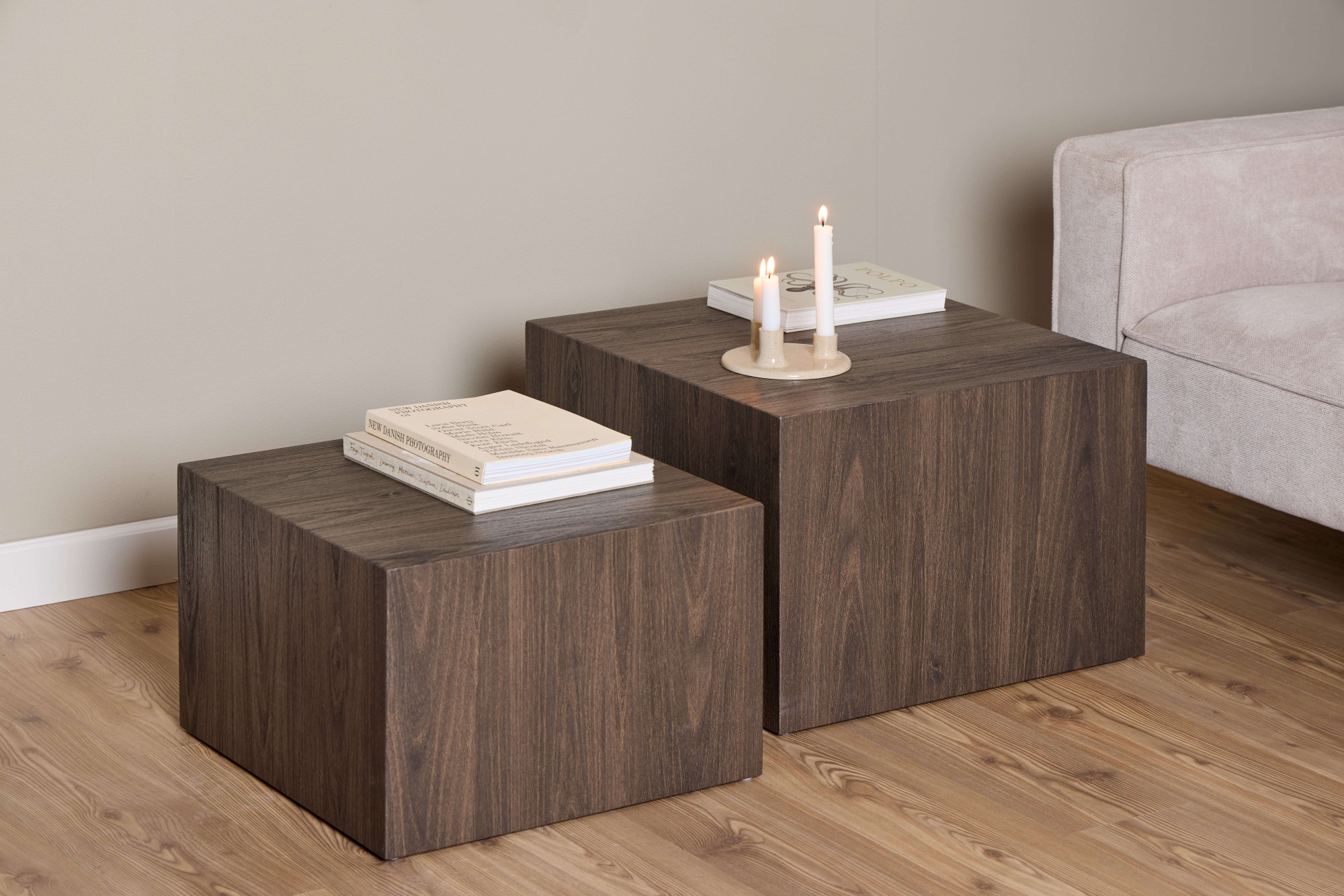 ACTONA GROUP Table basse »Dice« Ensemble, Set de 2 pièces, 2 cuis tlg. Ensemble de tables basses, papier rugueux Schwartz Ocean, 2 pcs, 58x58x40cm