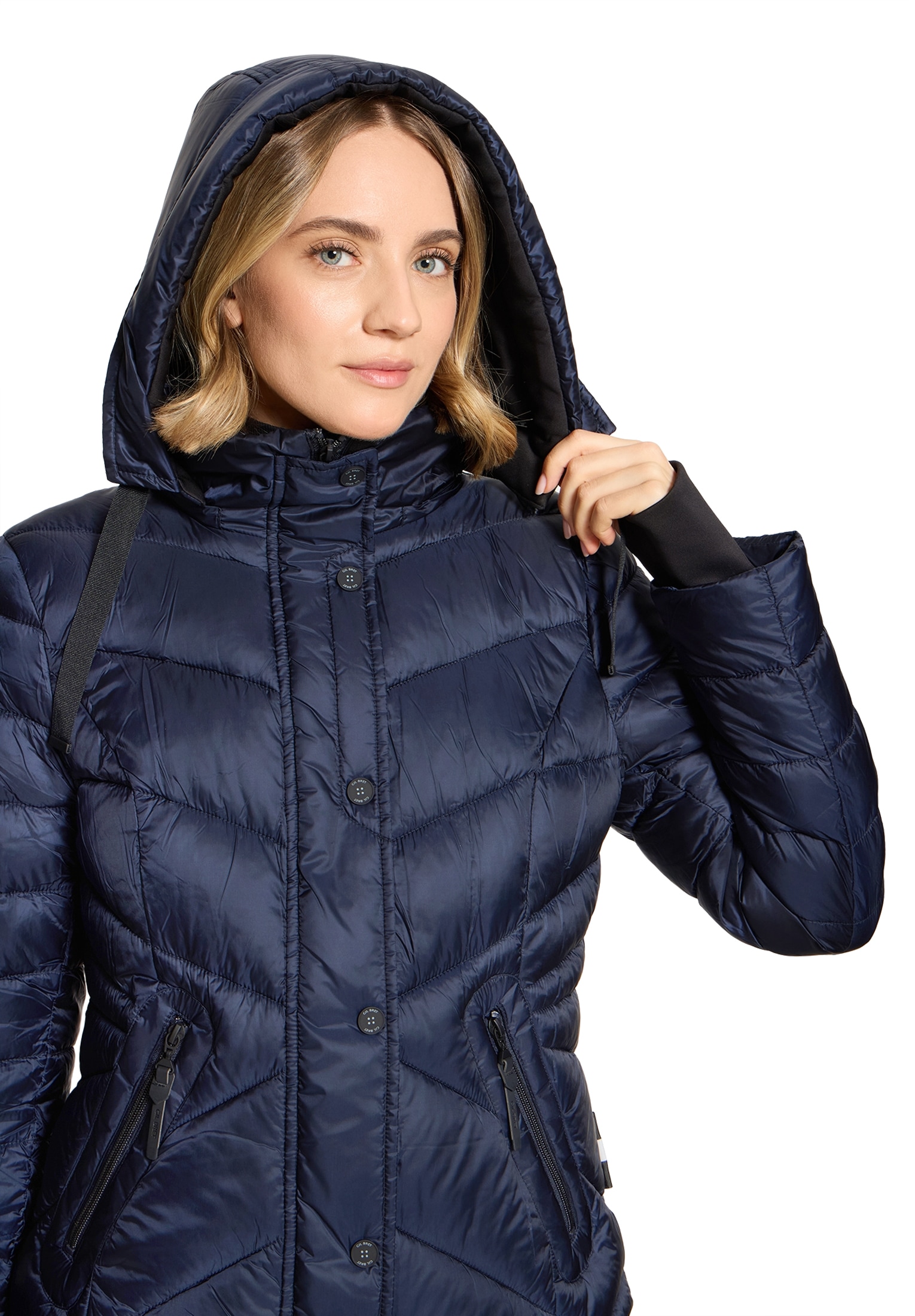 Gil Bret Steppjacke mit Kapuze mit abnehmbarer Kapuze und verdecktem Reissverschluss