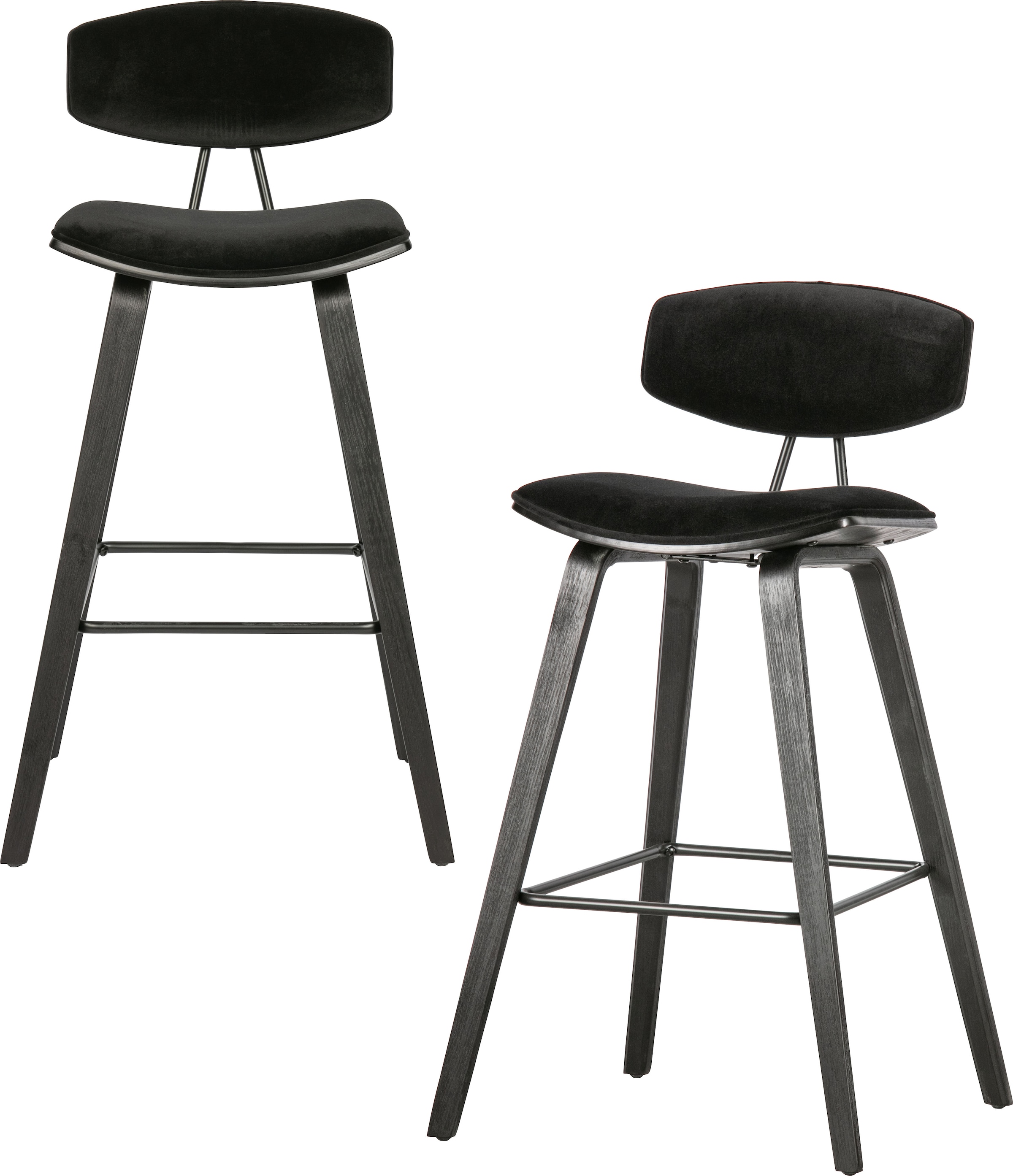 WOOOD Tabouret de bar »Senn« 2 cuis tlg. Assise en velours, H 94 cm x L 41 cm