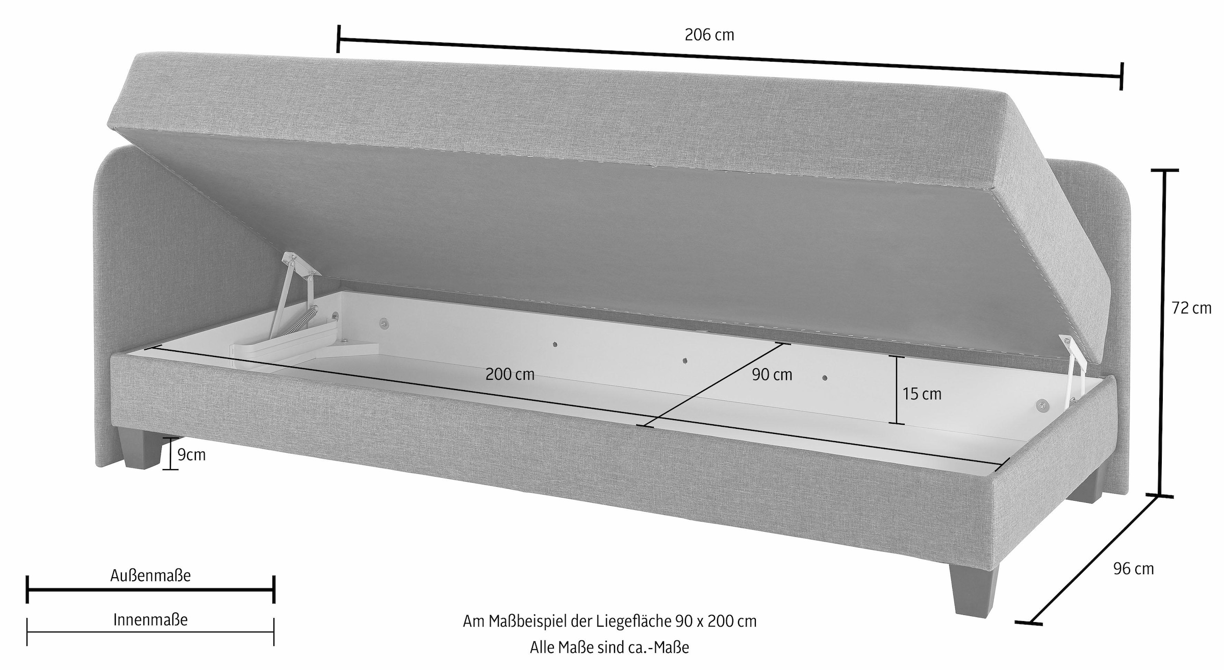 Maintal Gästebett mit Umbau und Bettkasten