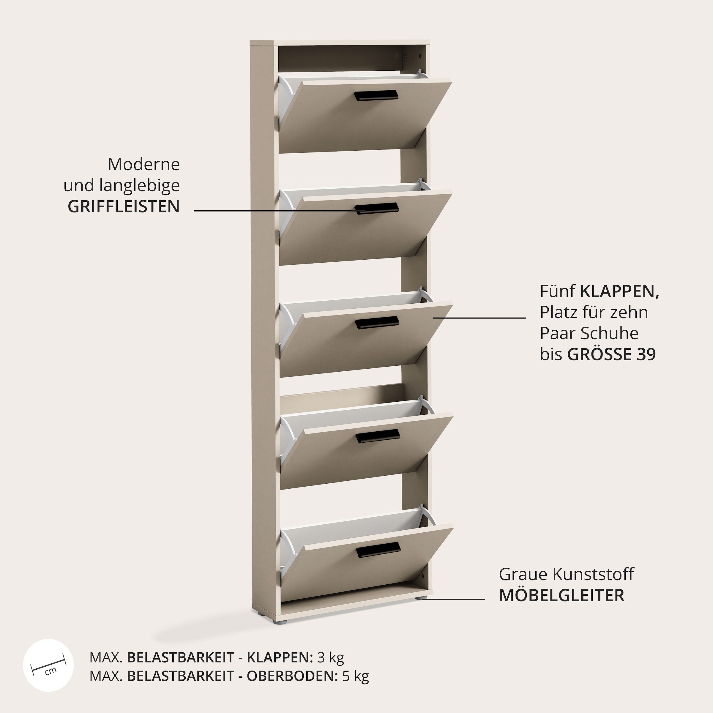 HBZ Commode à chaussures »Sam Schuhkipper, Schuhschrank BxHxT 59x169x17 cm« 1 cuis tlg. Breite 59cm, FSC-Mix Credit